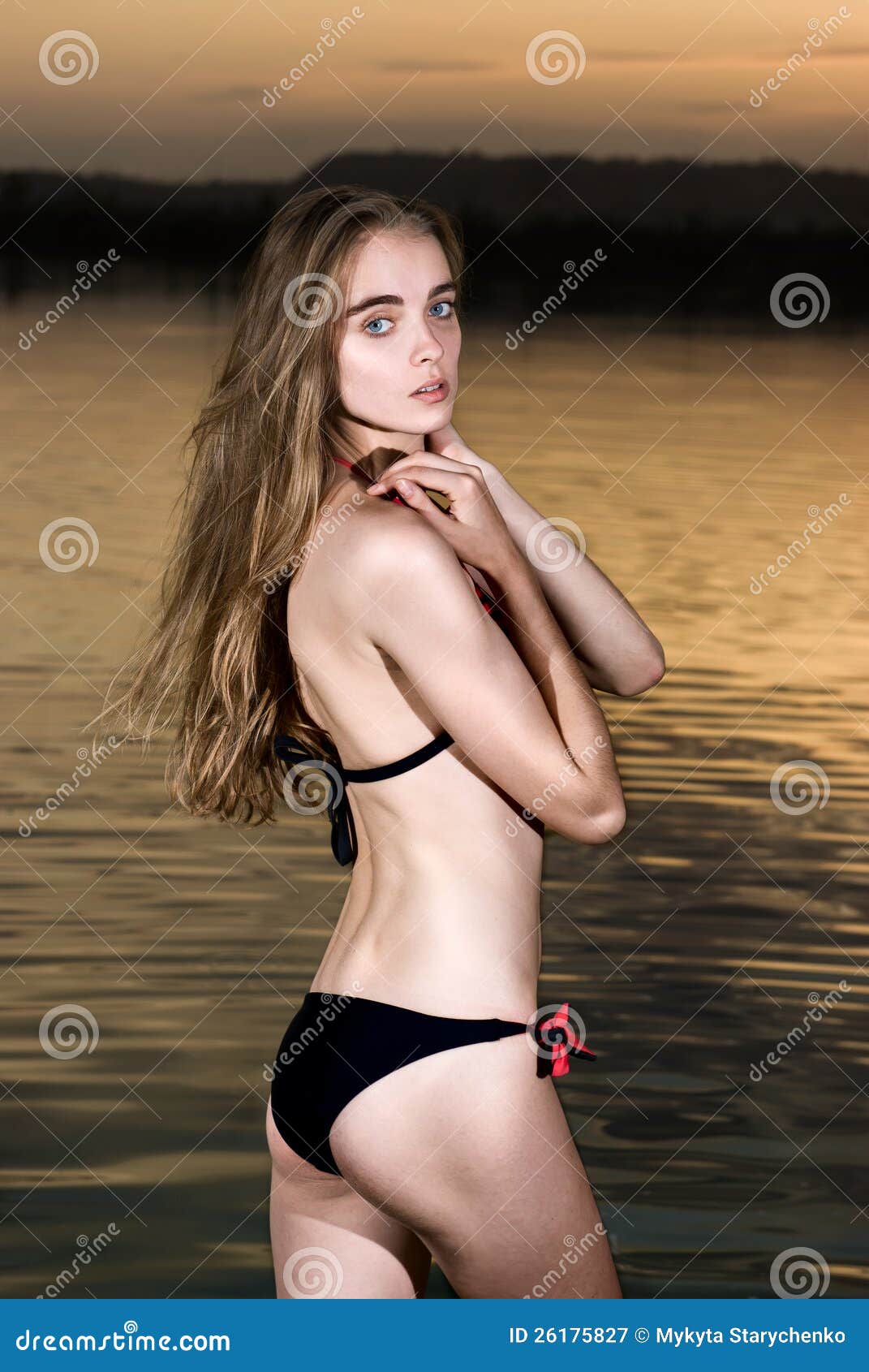 Beautiful Girl Posing in Bikini on Beach Stock Image hq picture