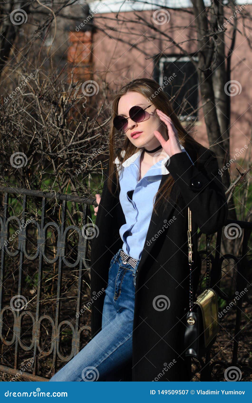 Beautiful Girl in a Raincoat on the Street Stock Image - Image of face ...