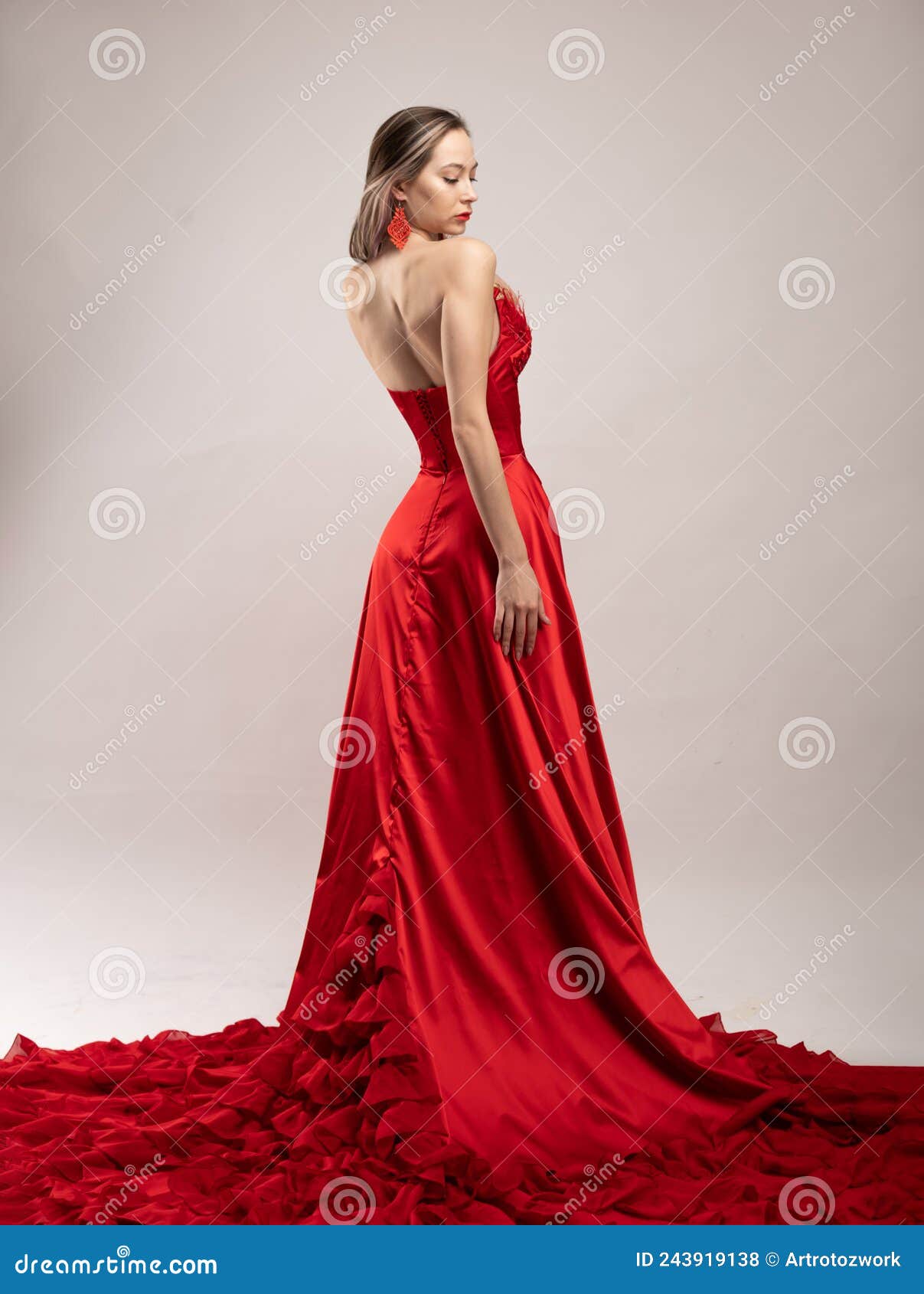 Beautiful Woman in Long Dress Poses Near Window Stock Image - Image of  cute, beauty: 99738845