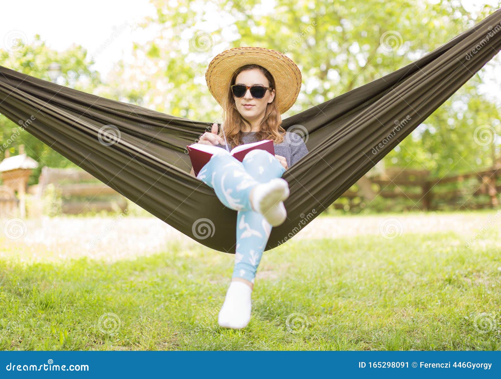 Young Brunette Is Chilling In The Hammock Stock Image Image Of Outdoor People 165298091