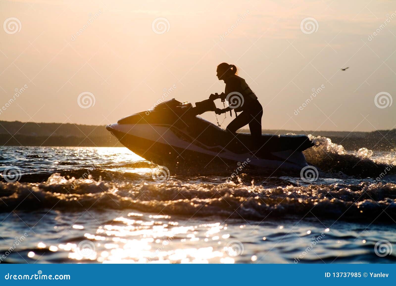 Beautiful Girl Riding Her Jet Skis Stock Image - Image of 