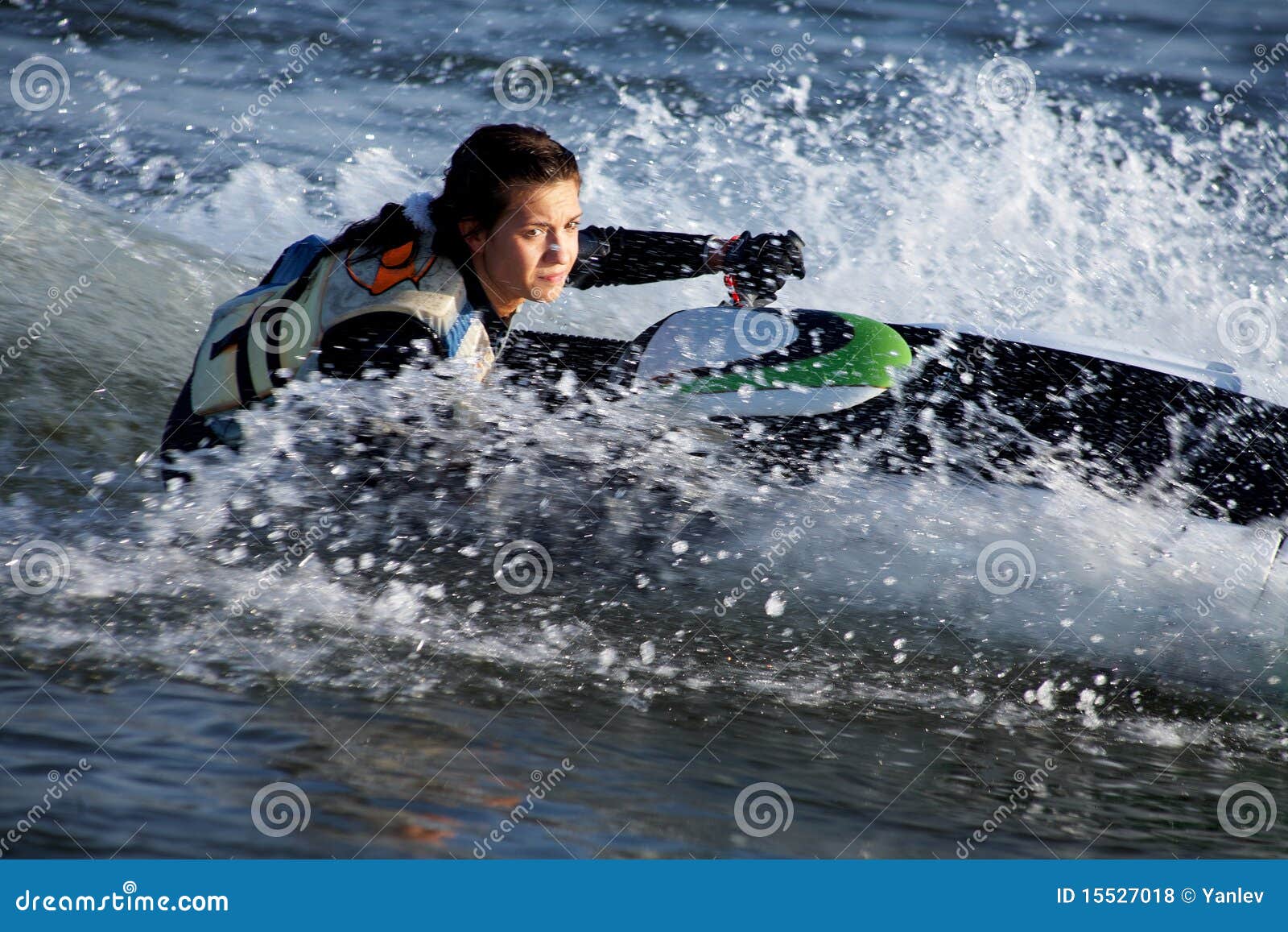 Beautiful Girl Riding Her Jet Skis Royalty Free Stock 