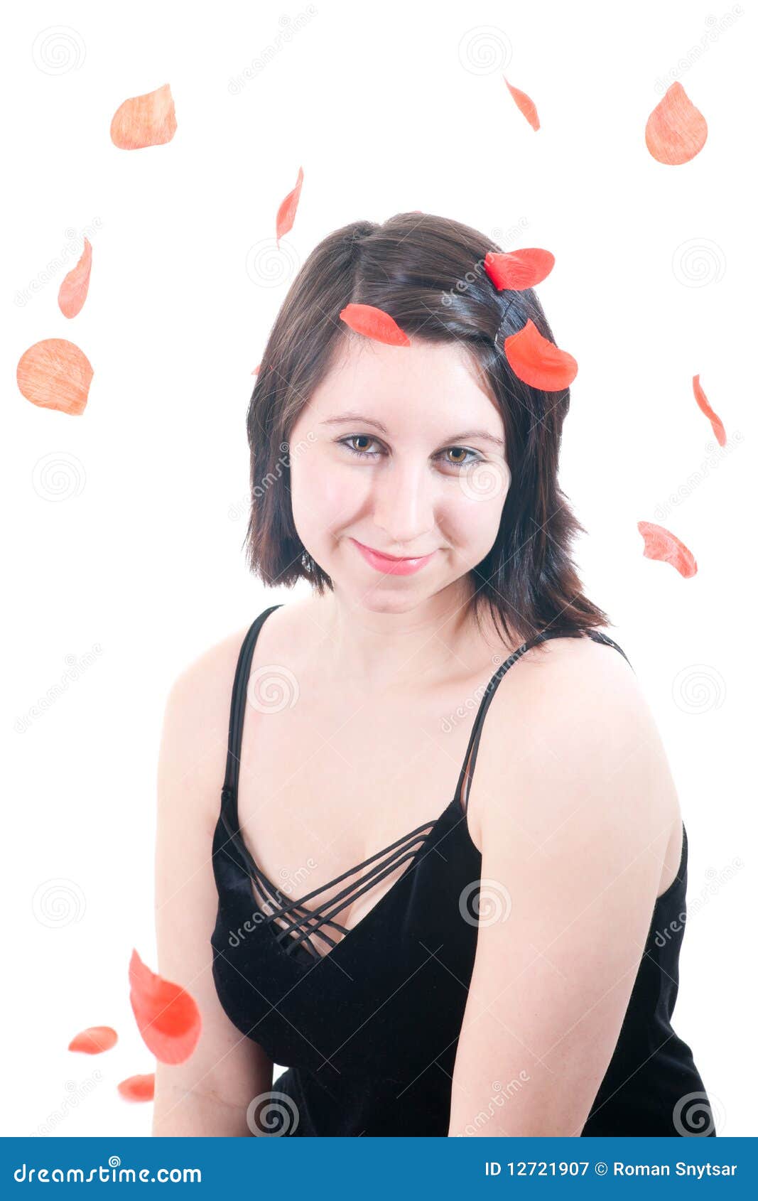 Beautiful Girl with Rose Petals Stock Image Image of flirty, passion 12721907