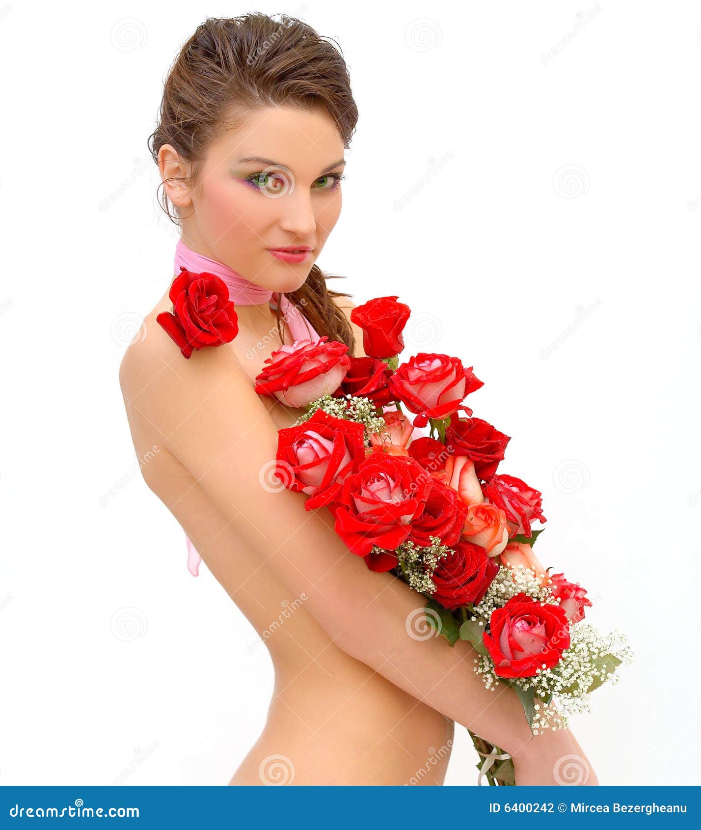 Beautiful girl with roses stock photo. Image of pink, beauty 6400242