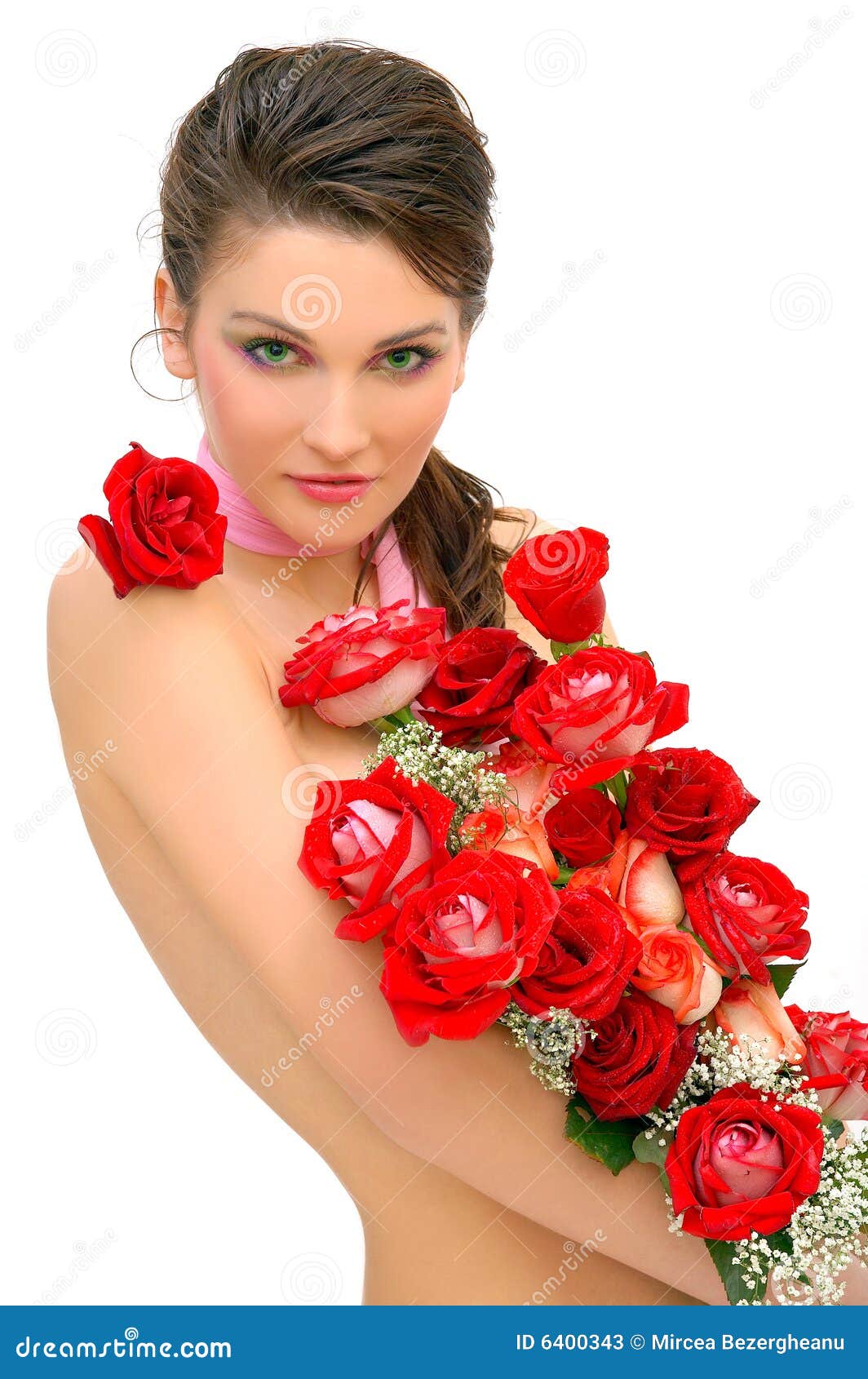 Beautiful girl with roses stock image. Image of look, cosmetics ...