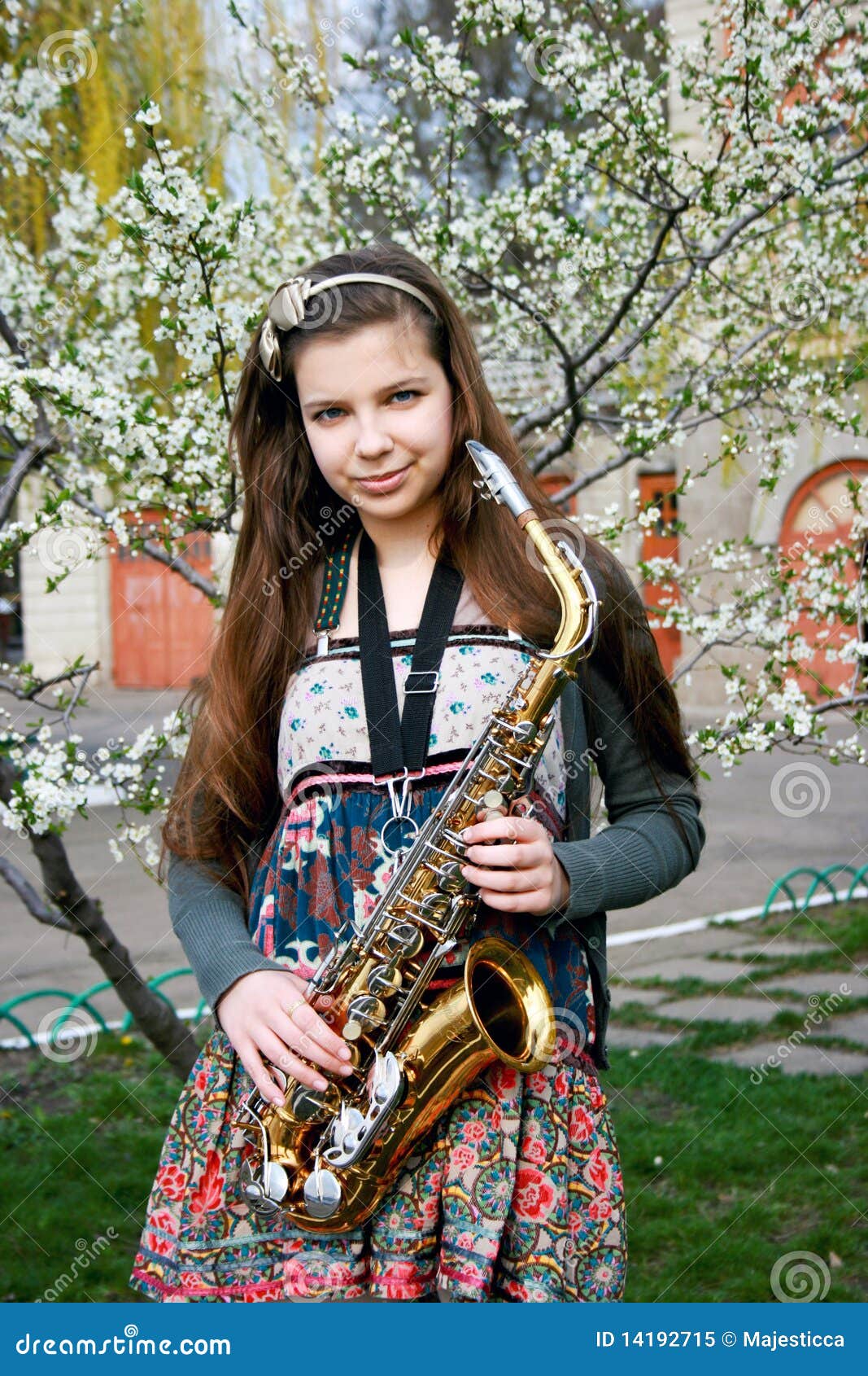 Beautiful Girl with Saxophone Stock Image Image of conservatory, park