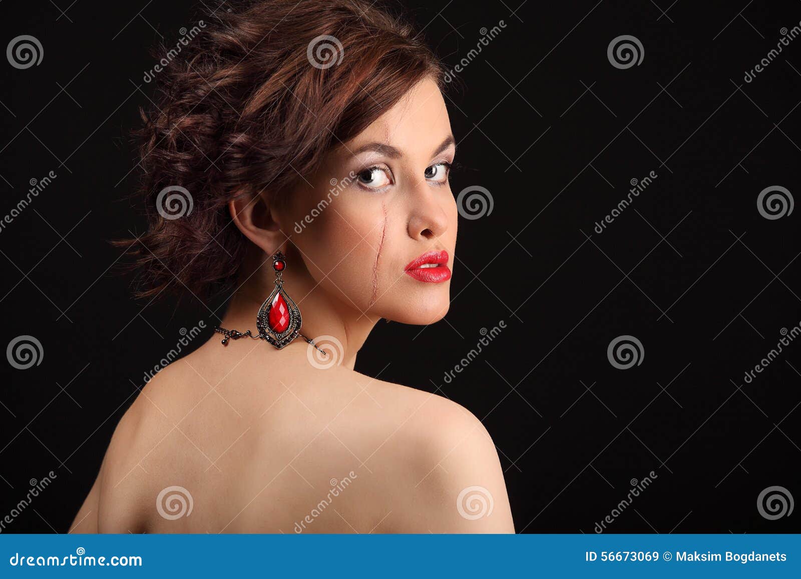 Beautiful Girl with a Scar on Face and Shoulder Stock Image Image of