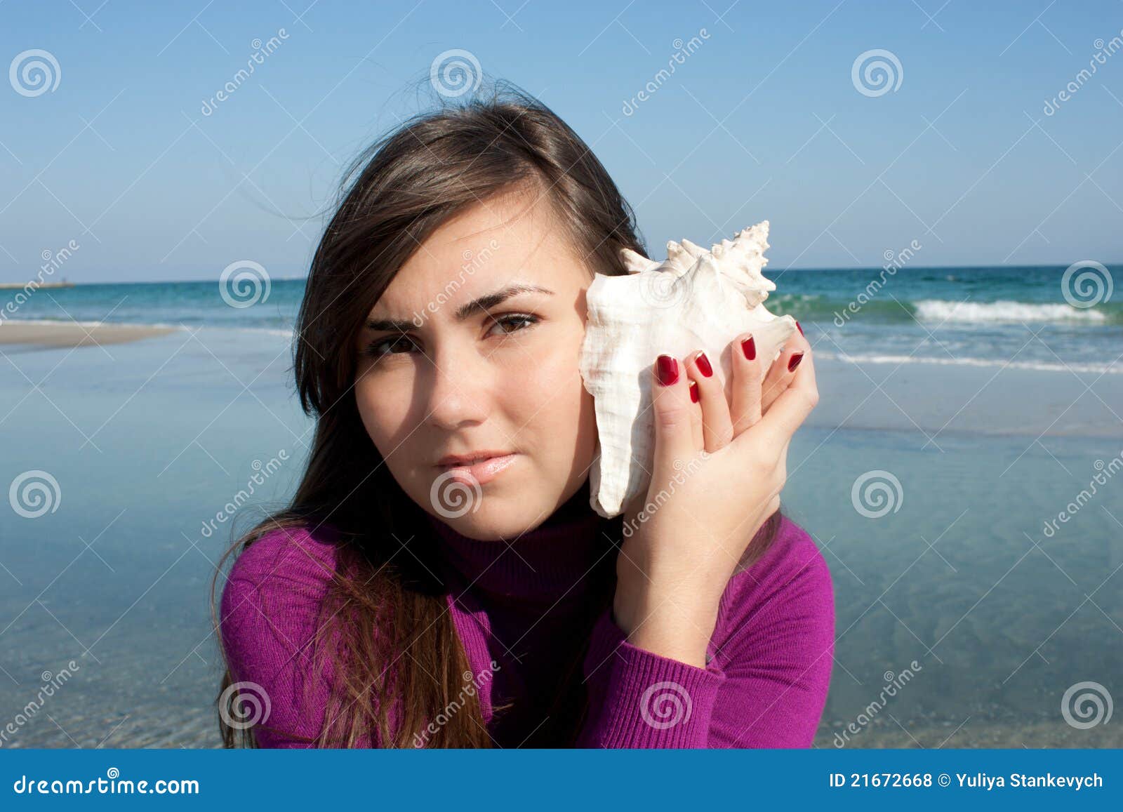 Beautiful Girl with a Seashell Stock Photo Image of seashell