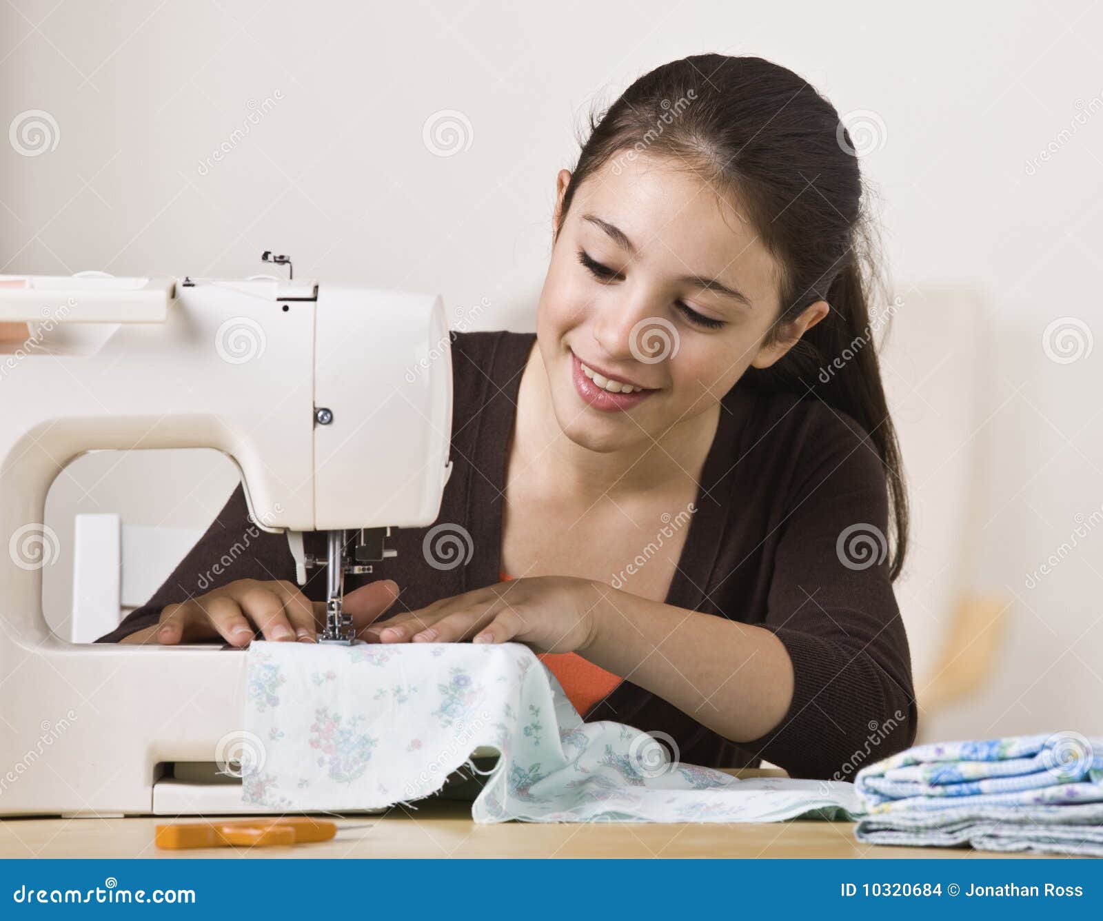 Beautiful Girl Sewing stock photo. Image of sewing, peaceful 10320684