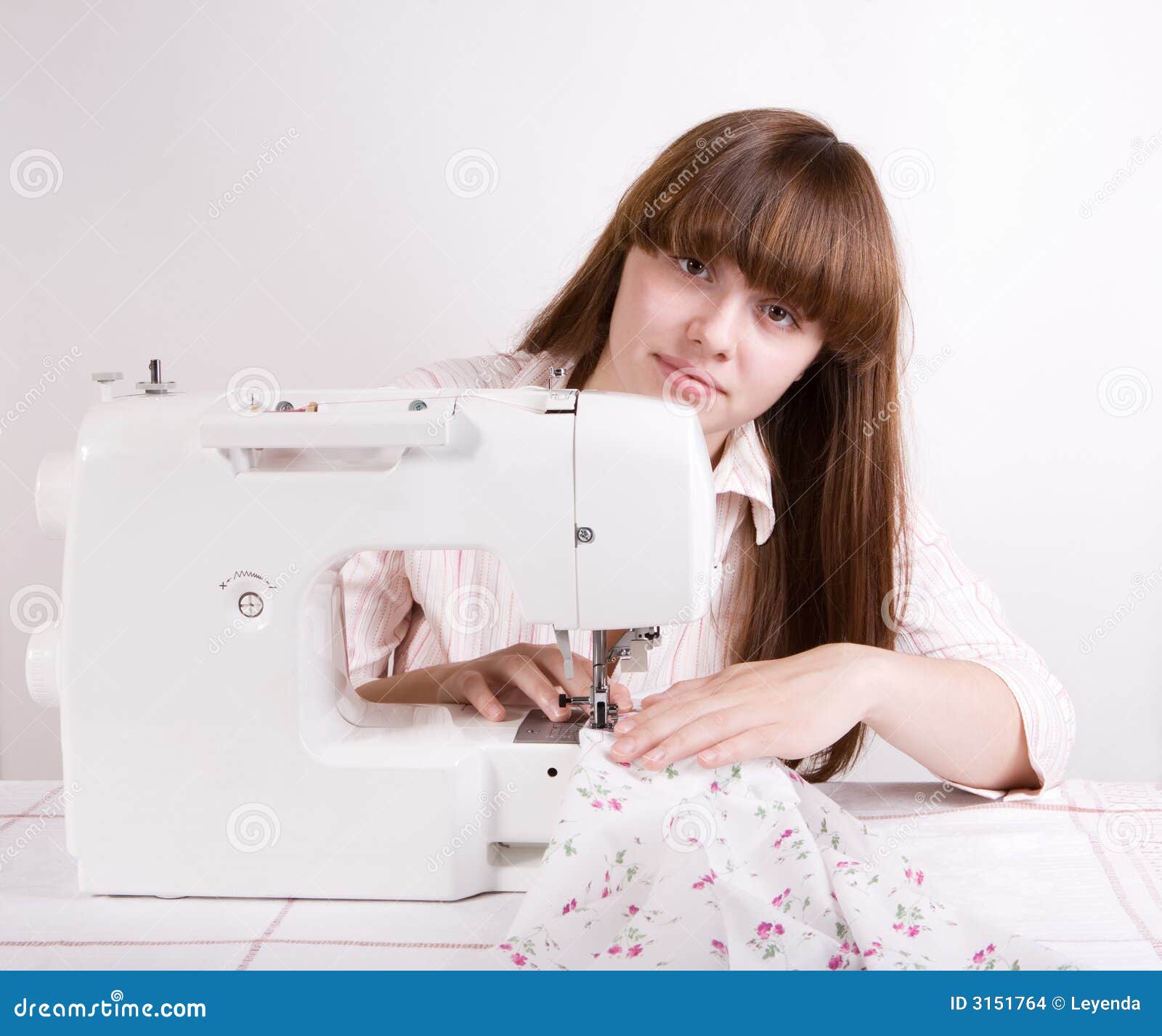 Beautiful girl sewing stock photo. Image of hand, attractive 3151764