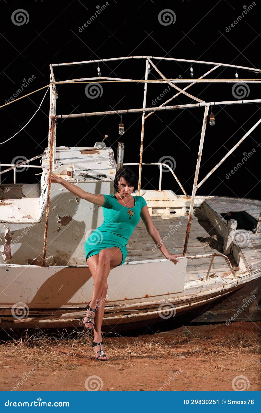 Beautiful girl and a boat stock image. Image of portrait ...