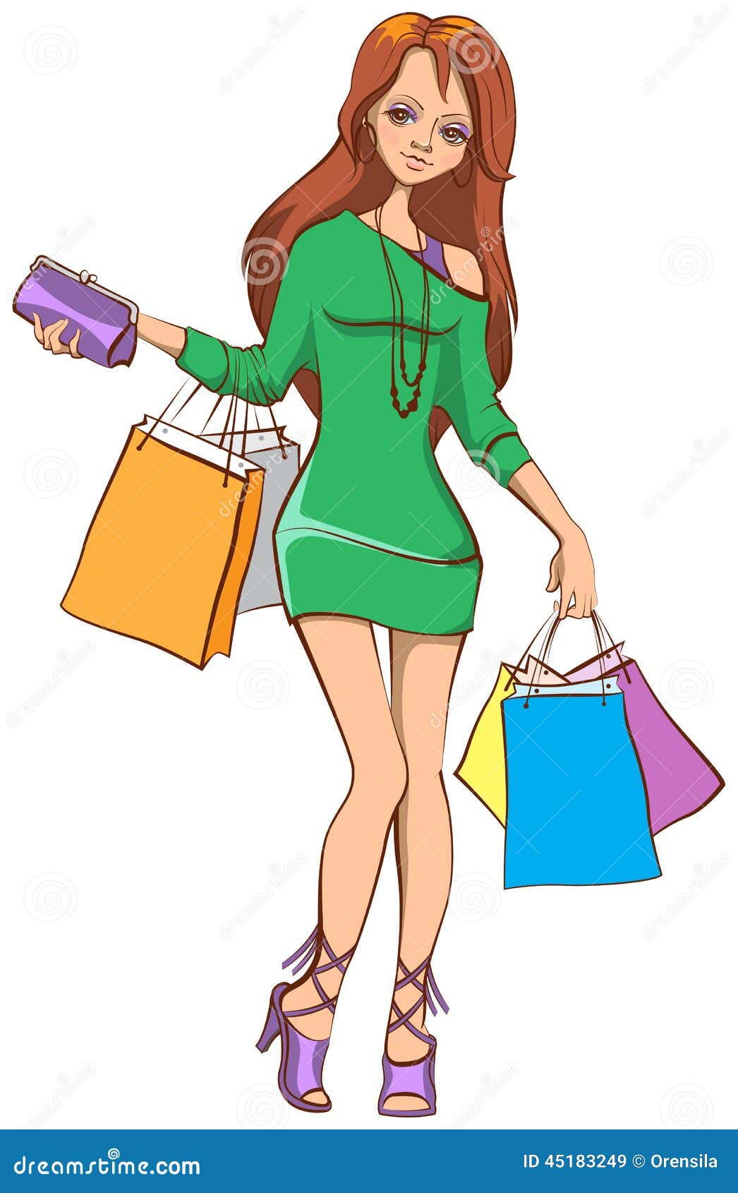 Beautiful Girl with Shopping Bags Stock Vector - Illustration of ...