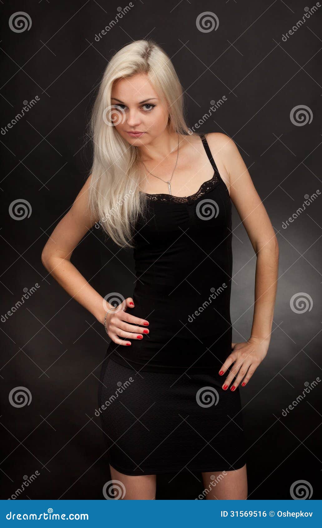 Beautiful Girl in a Short Black Dress Stock Photo - Image of real, shot ...