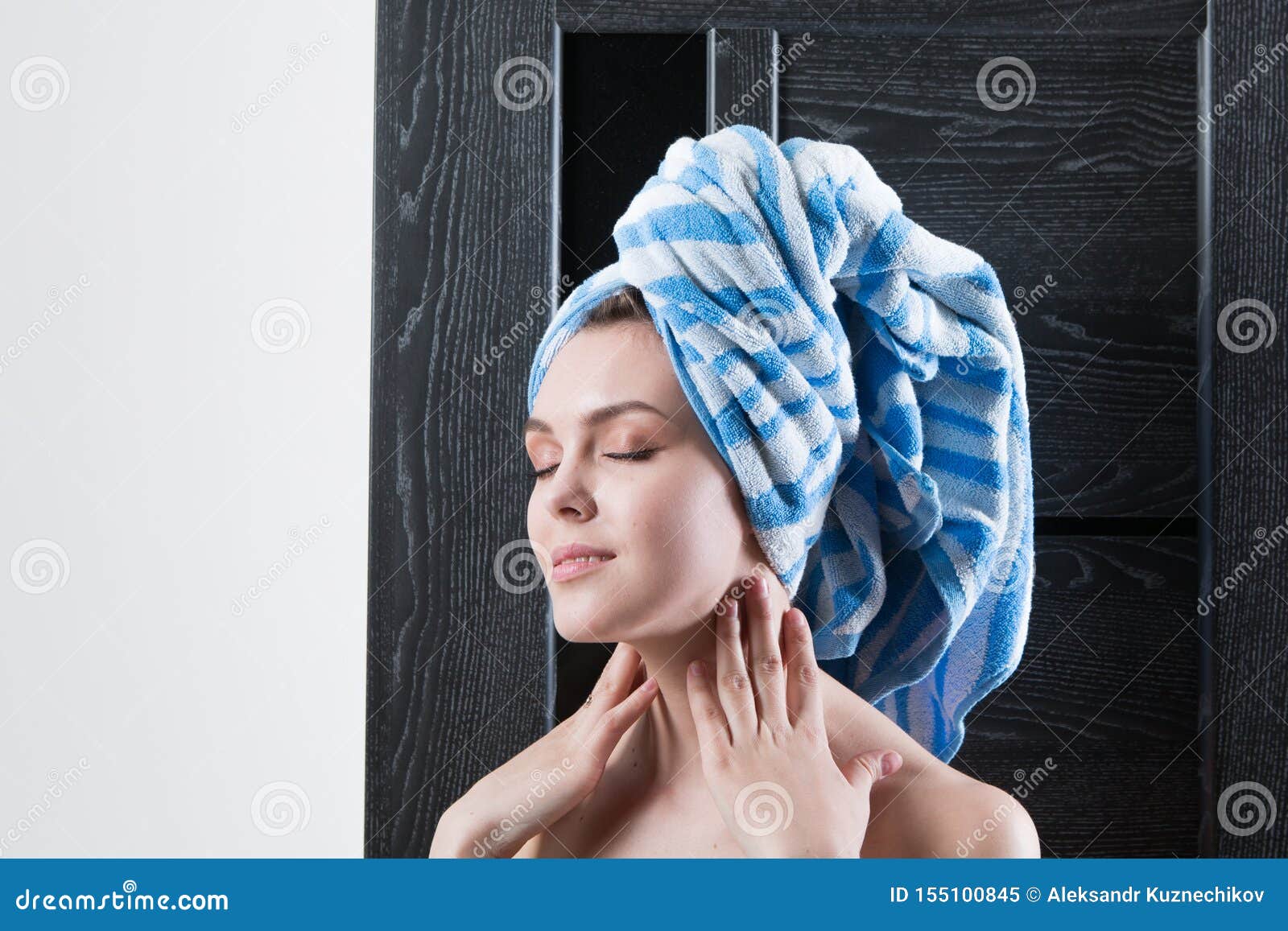 Beautiful Girl After A Shower With A Towel On Her Head