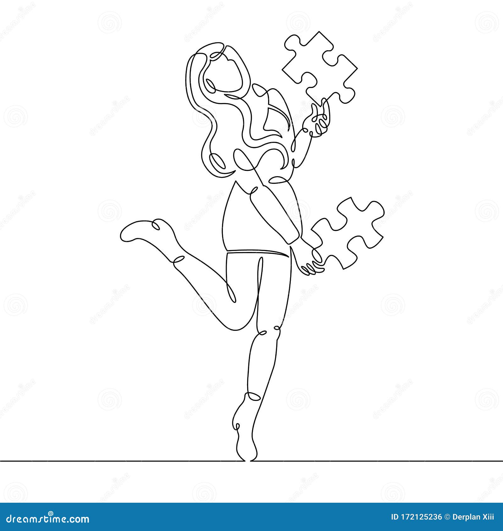 Man holding in hand puzzle element and looks for a solution to