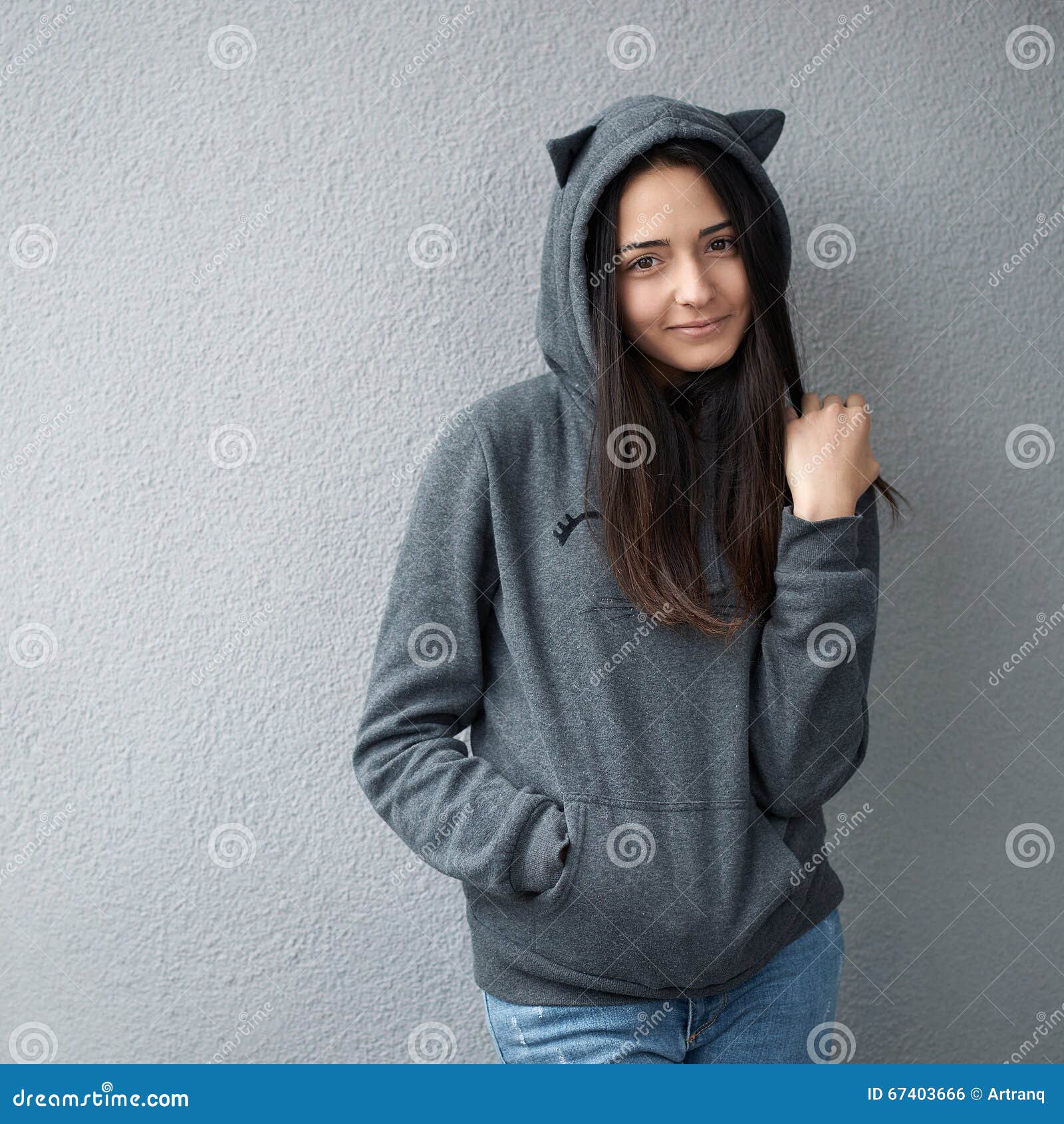 Beautiful Girl Smiles Sweetly Stock Photo - Image of ears, girl: 67403666