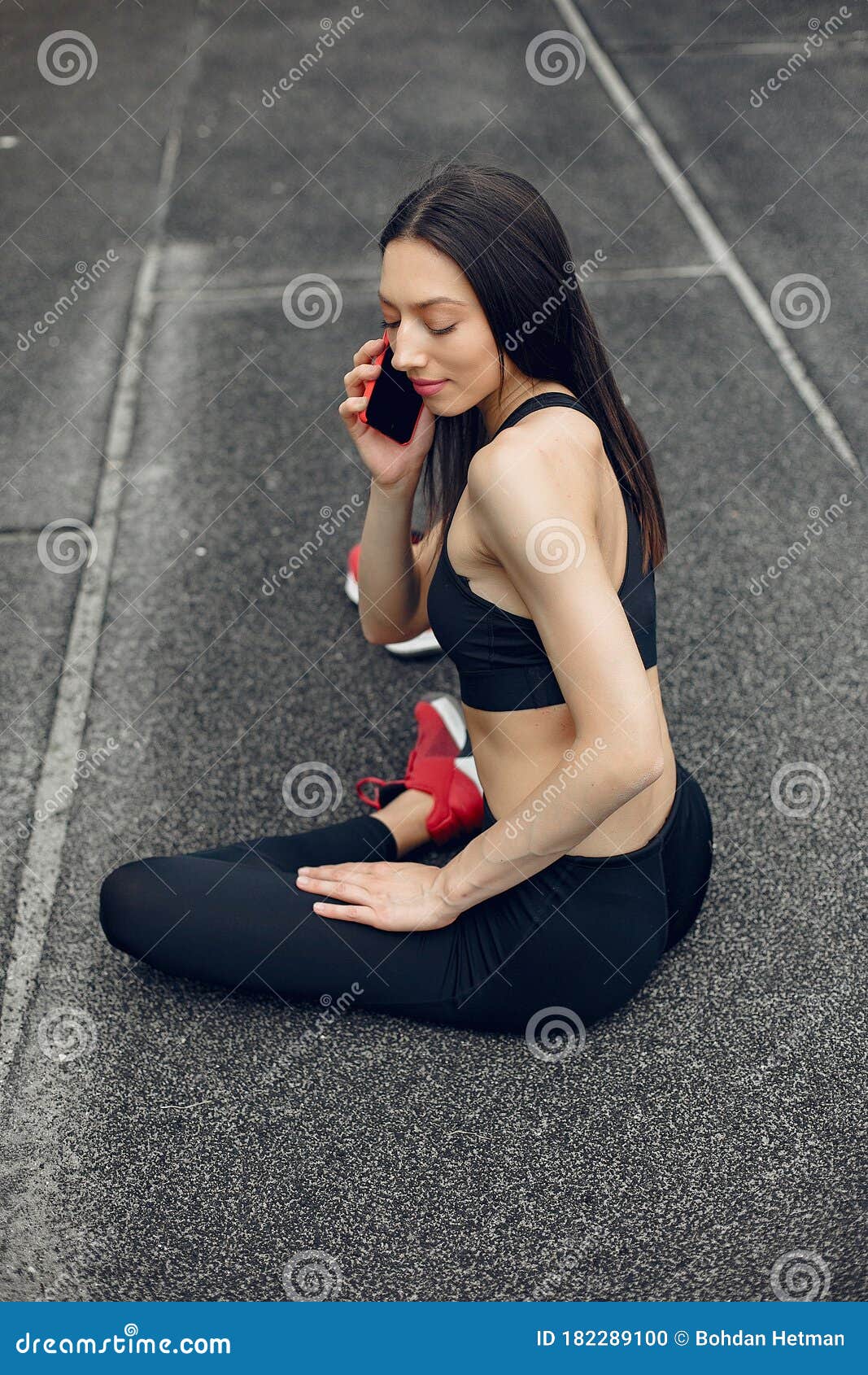 Sports Girl Training at the Stadium Stock Photo - Image of person ...