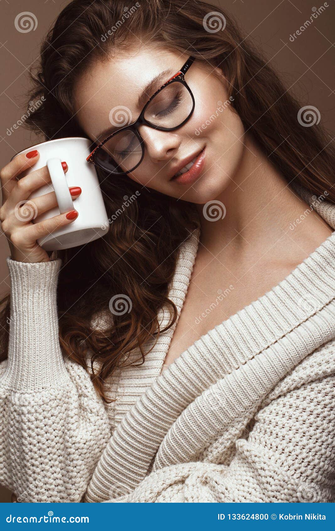 Beautiful Girl In Stylish Clothes With Glasses For Vision Beauty Face