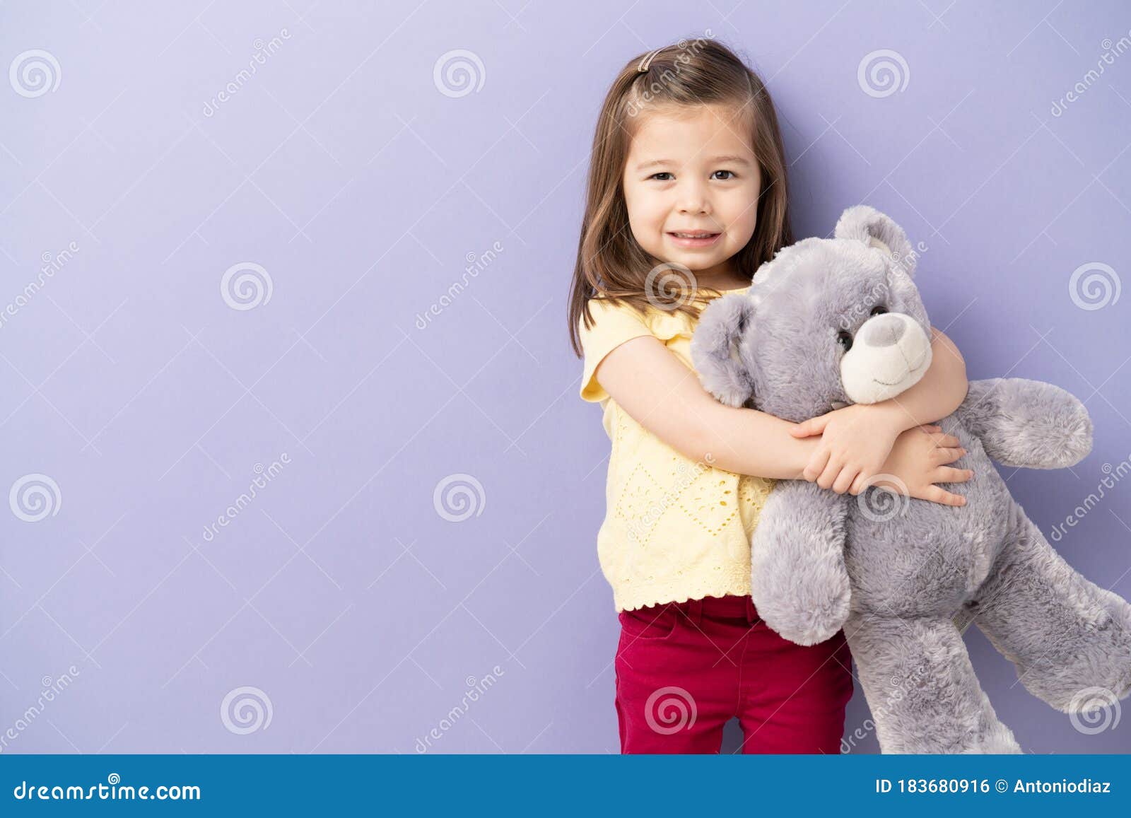 Beautiful Girl with a Teddy Bear Stock Photo - Image of copy, happy ...