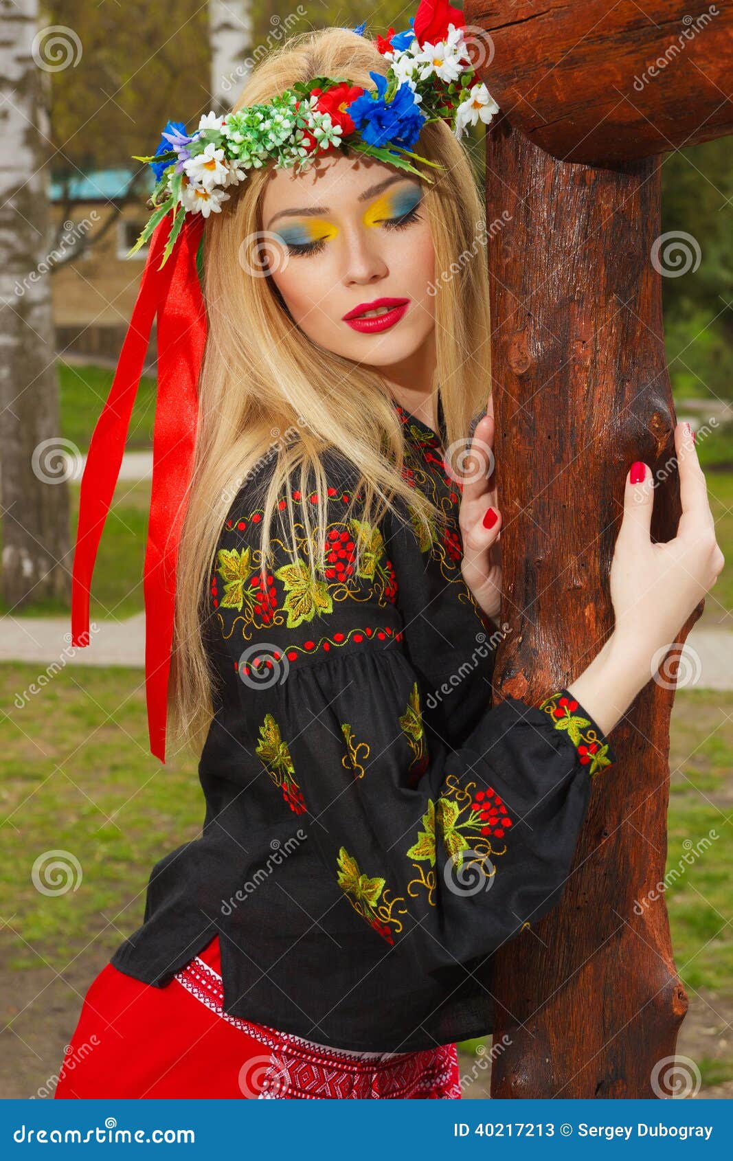 Beautiful Girl in Ukrainian National Dress Posing Stock Image - Image ...