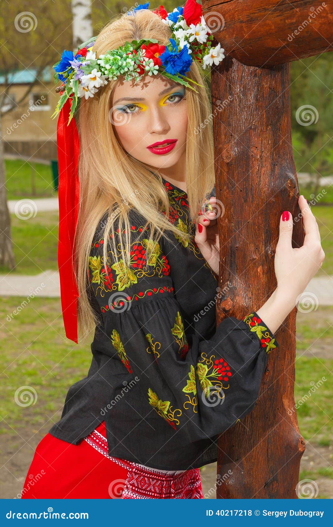 Beautiful Girl in Ukrainian National Dress Posing Stock Photo - Image ...