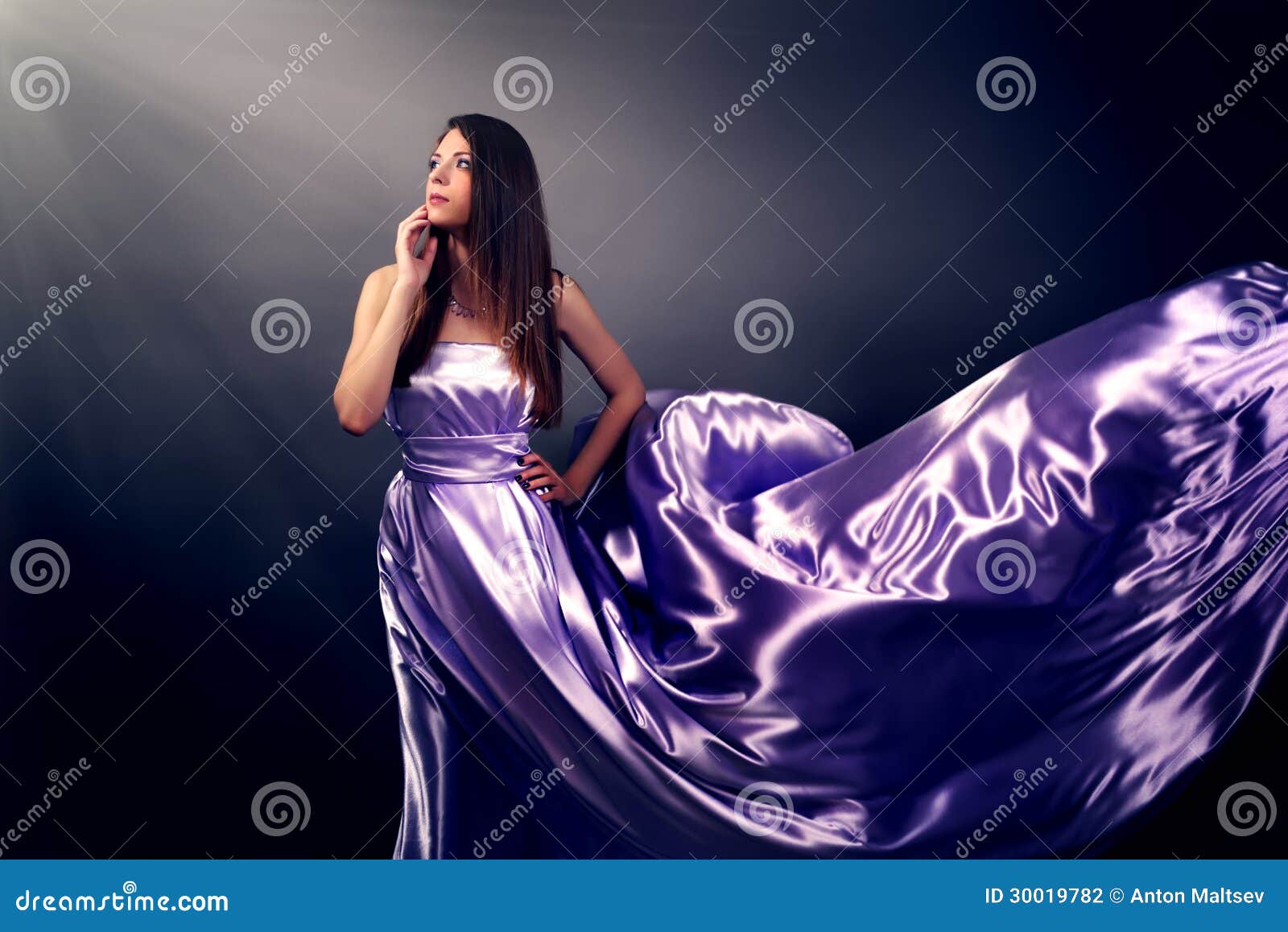 Beautiful Girl in Violet Long Dress Stock Photo - Image of length, girl ...