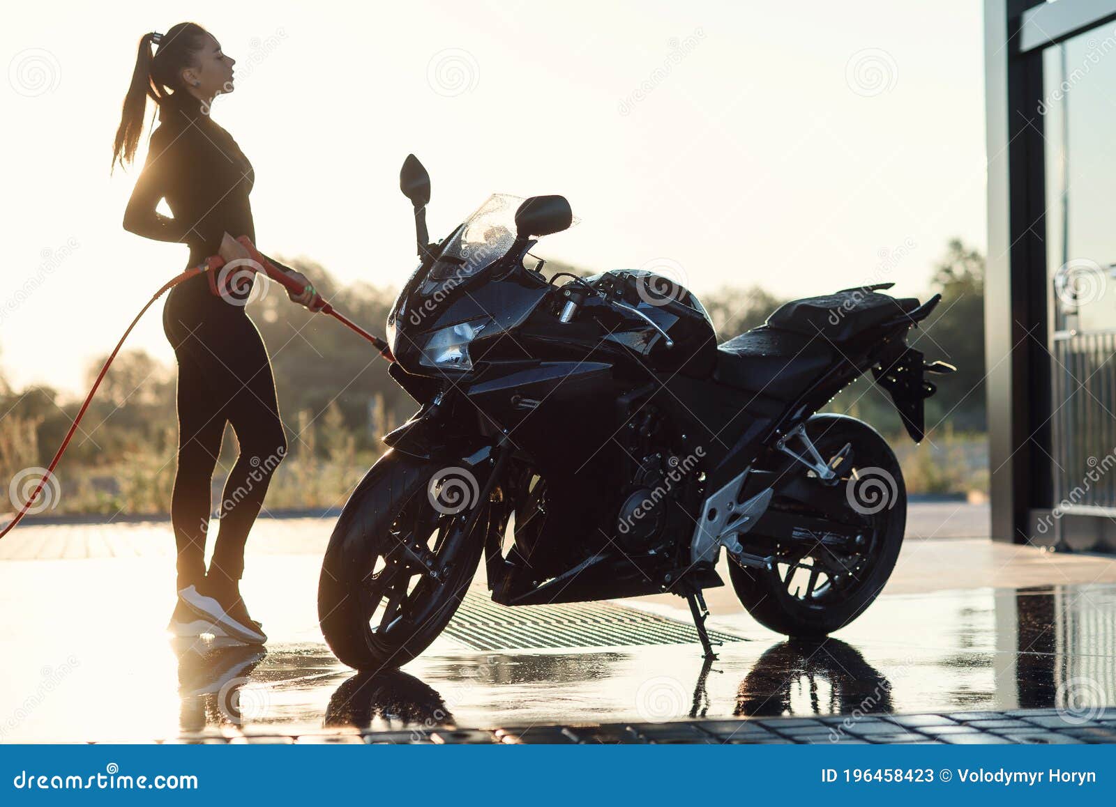 Naked Girls Washing Motorcycles