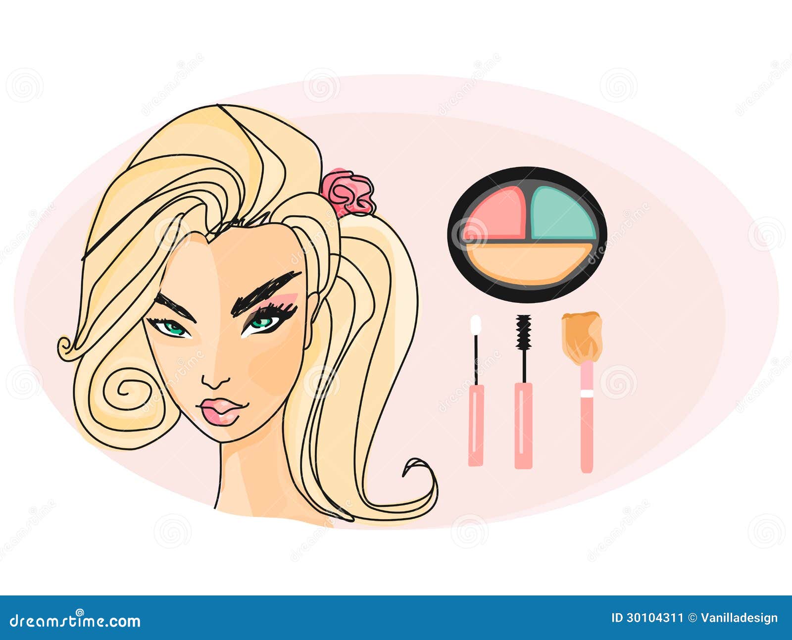 Girl Wearing Half Face Makeup Stock Vector - Illustration of hand ...