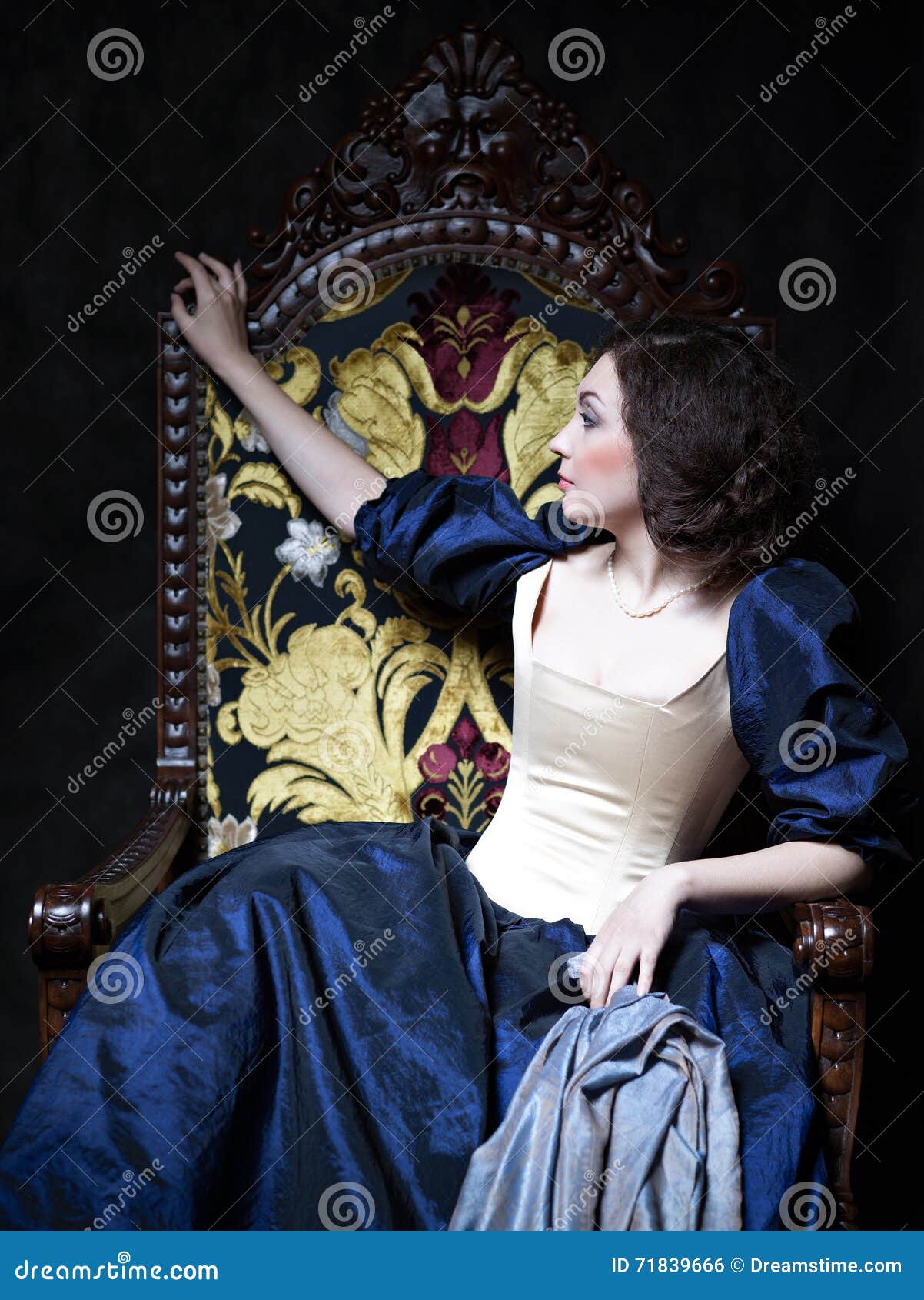 beautiful girl wearing a medieval dress. xvii
