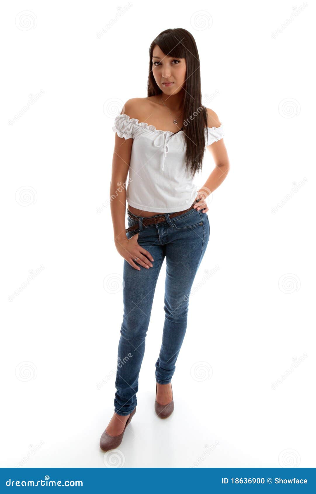 Beautiful Girl Wearing Skinny Jeans And Top Stock Photo Image Of Casual Asian