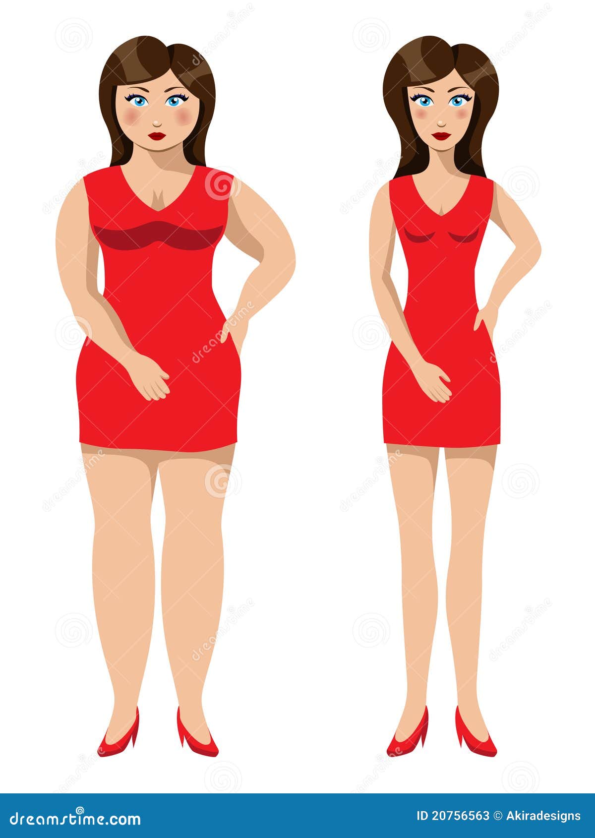 Beautiful Girl Before And After A Weight Loss Stock Vector Illustration Of Lady Form 20756563