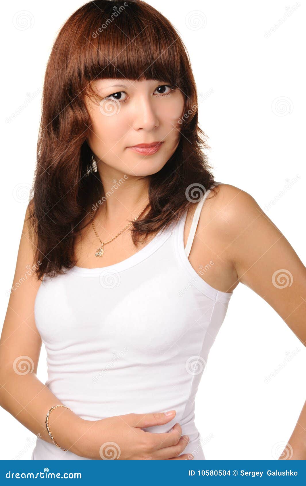 The Beautiful Girl on a White Background Stock Photo Image of asian