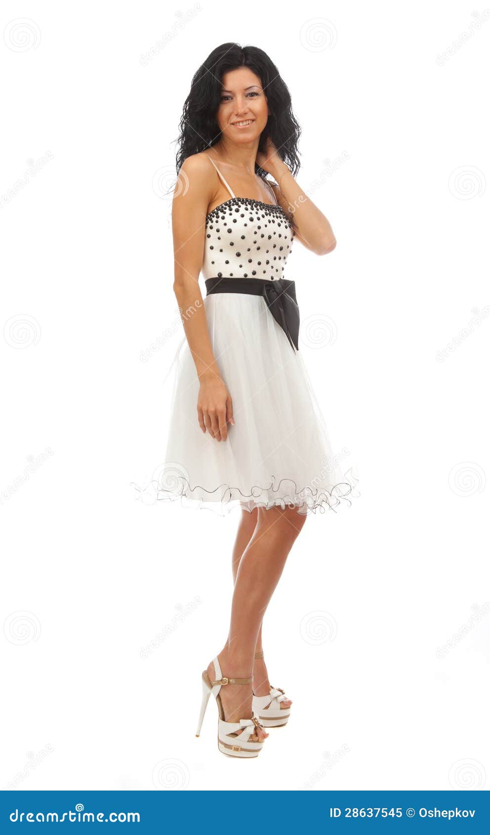 Beautiful Girl in White Dress Stock Image Image of posing, cheerful