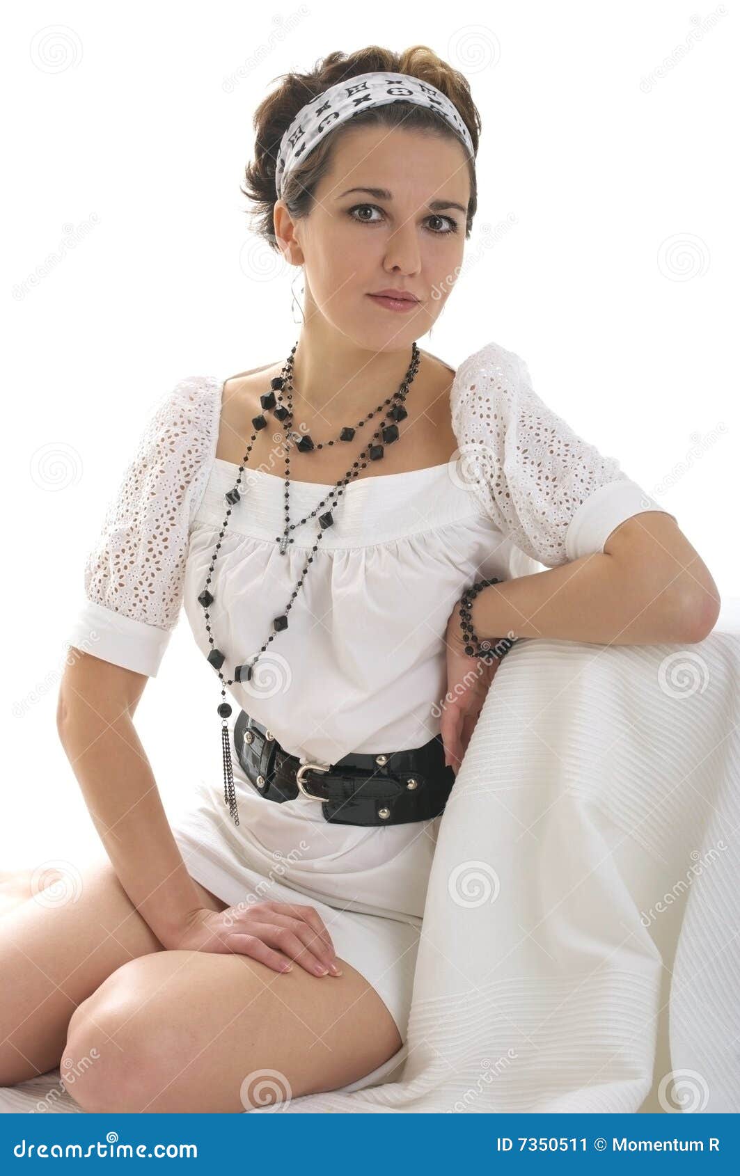 Beautiful Girl In White Dress Stock Image Image of make, white 7350511