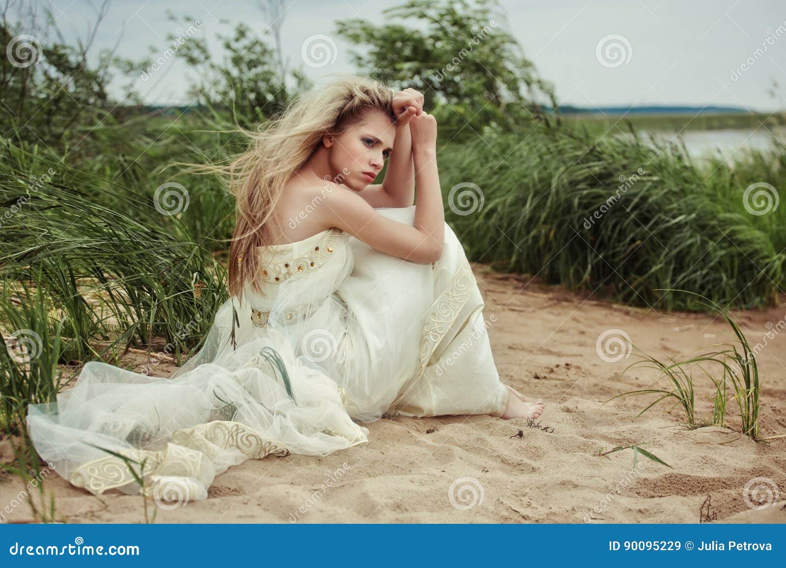 white flowing beach dress