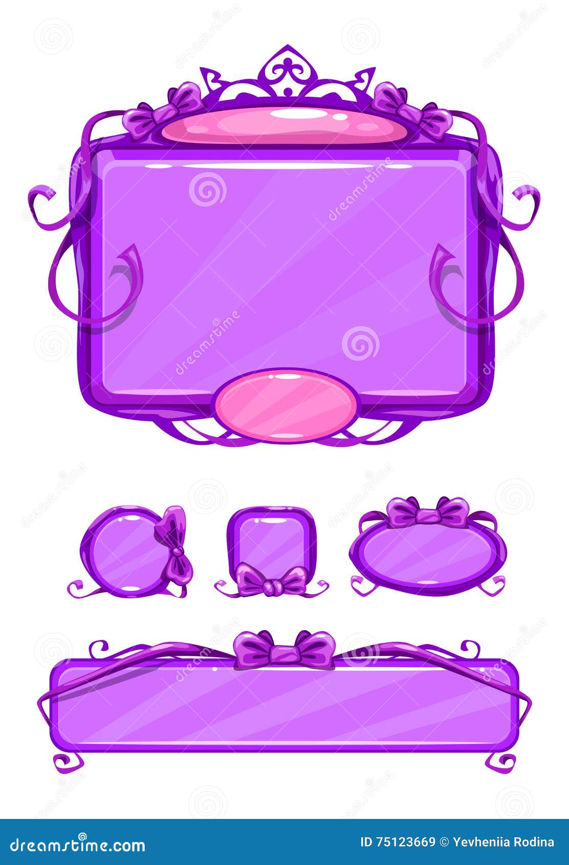 beautiful girlish violet game user interface
