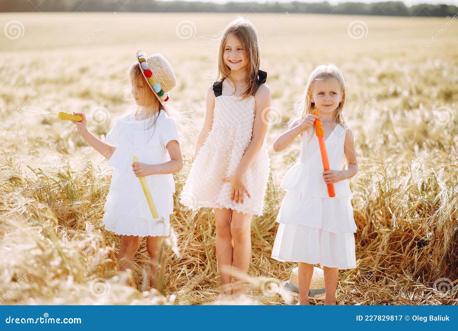 Beautiful Girls Have Fun in a Autumn Field Stock Image - Image of ...