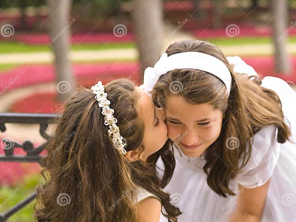 Beautiful Girls Kissing Stock Image Image Of White Brown 19981773