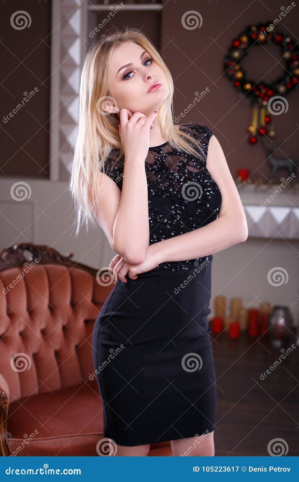Beautiful Glamour Girl in a Dress Stock Image - Image of portrait, hair ...