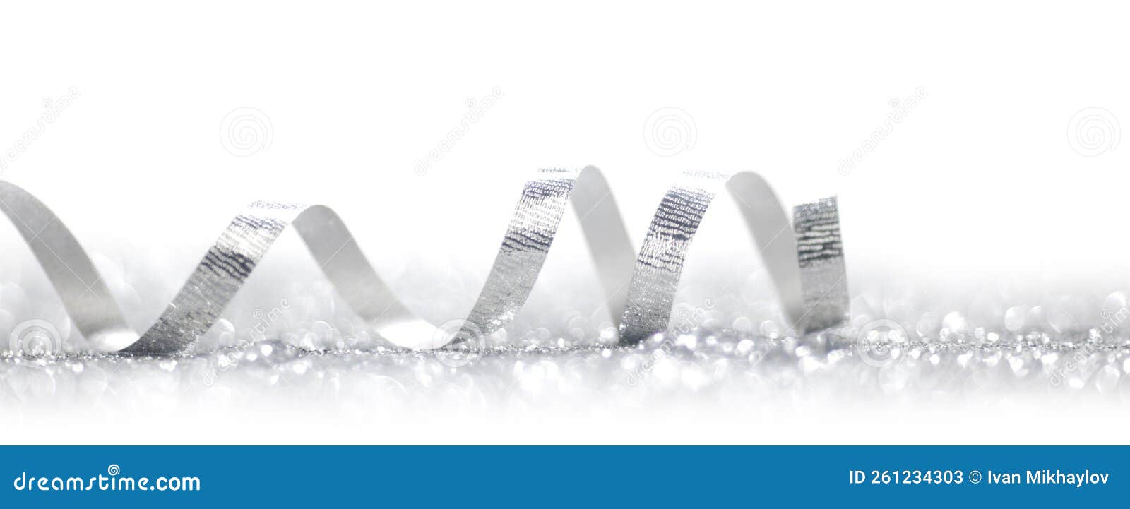 Beautiful Glitter Silver Ribbon Stock Image - Image of defocused, bokeh