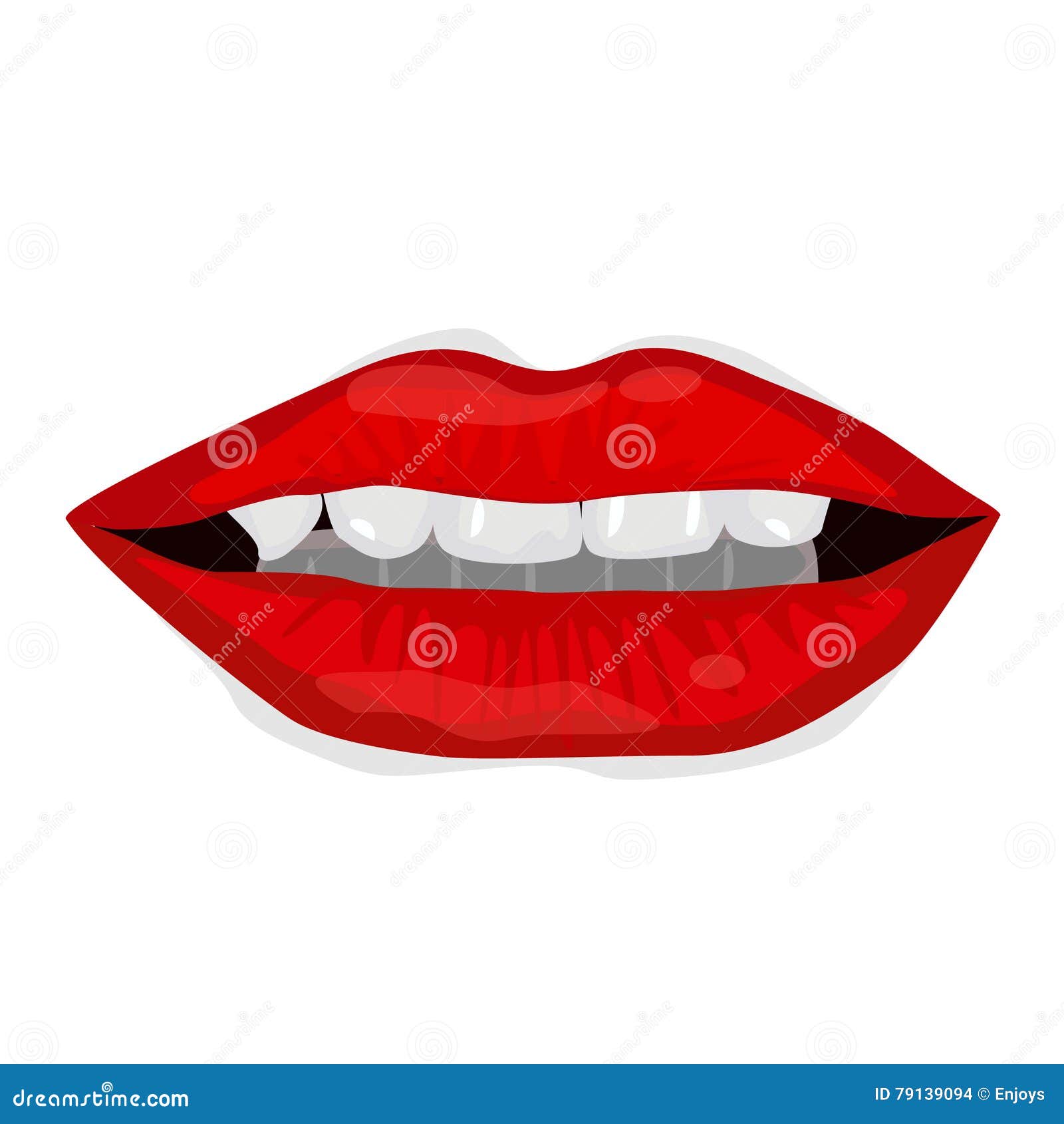 Beautiful Glossy Female Lips on White Background Stock Illustration