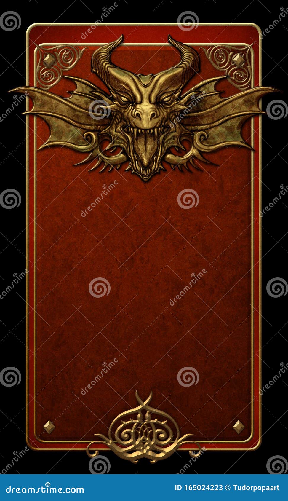 beautiful gold gilded frame with dragon head ornament