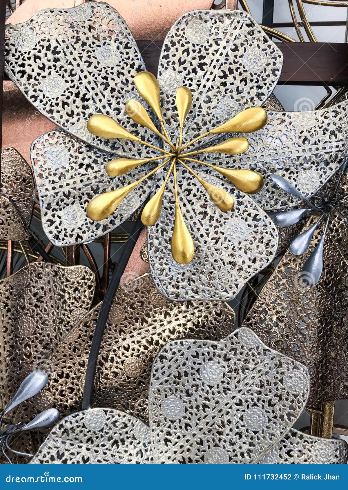 Beautiful Gold and Silver Metal Flowers Stock Photo Image of pattern