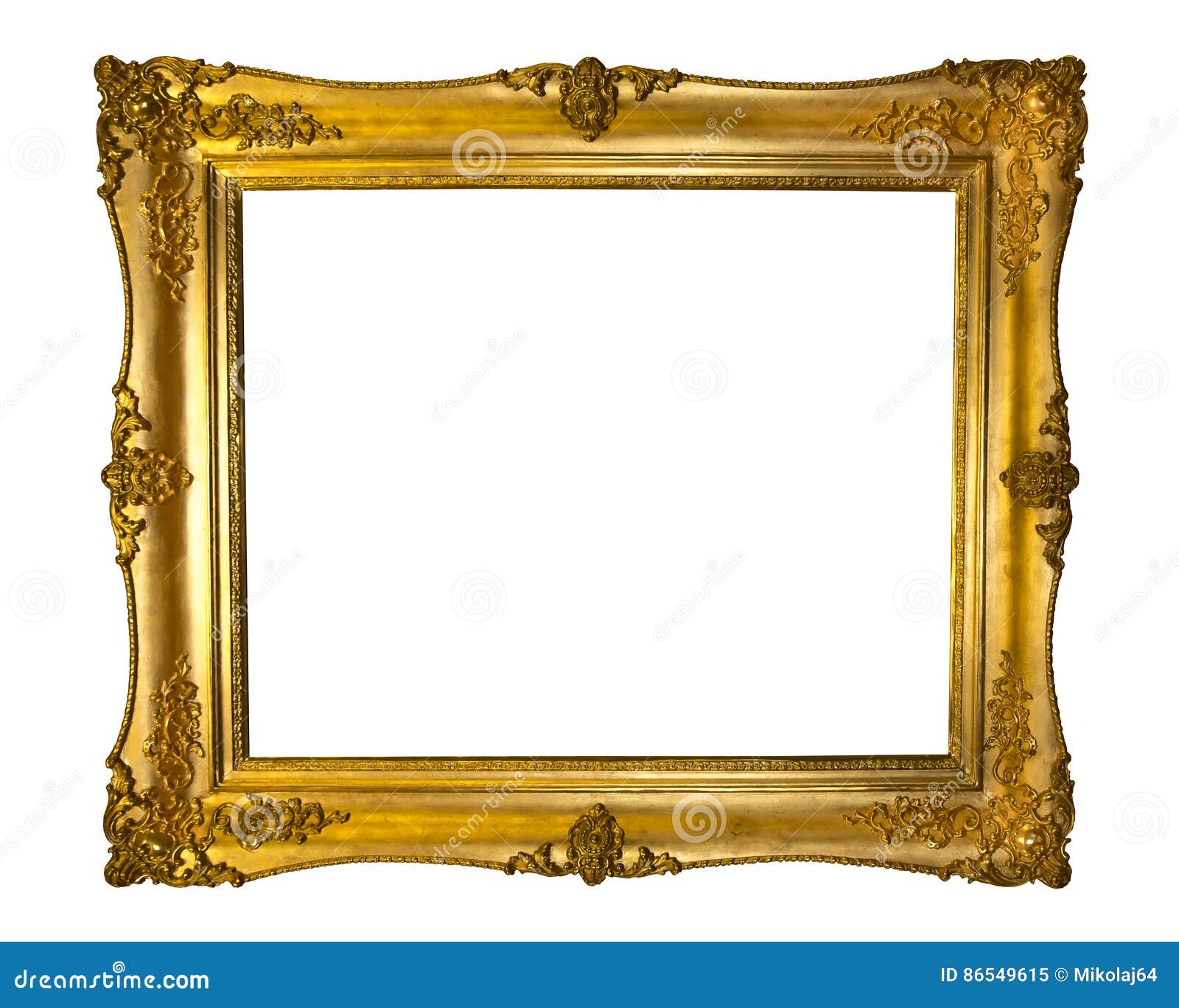 Beautiful Golden Antique Frame Isolated on White Stock Image Image of
