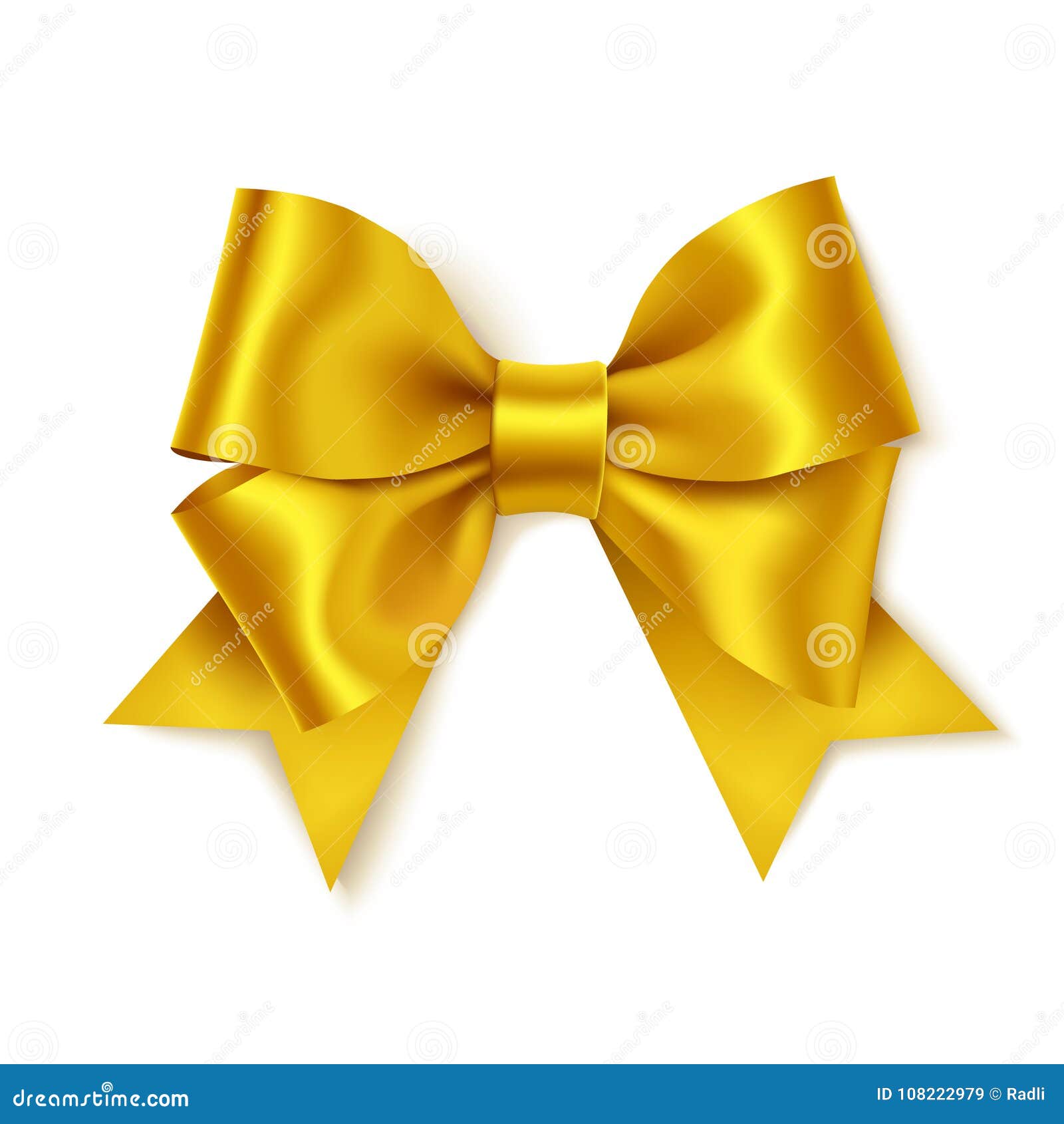 Set Of Decorative Golden Bows With Horizontal Yellow Ribbon Isolated On  White Background Vector Illustration Stock Illustration - Download Image  Now - iStock