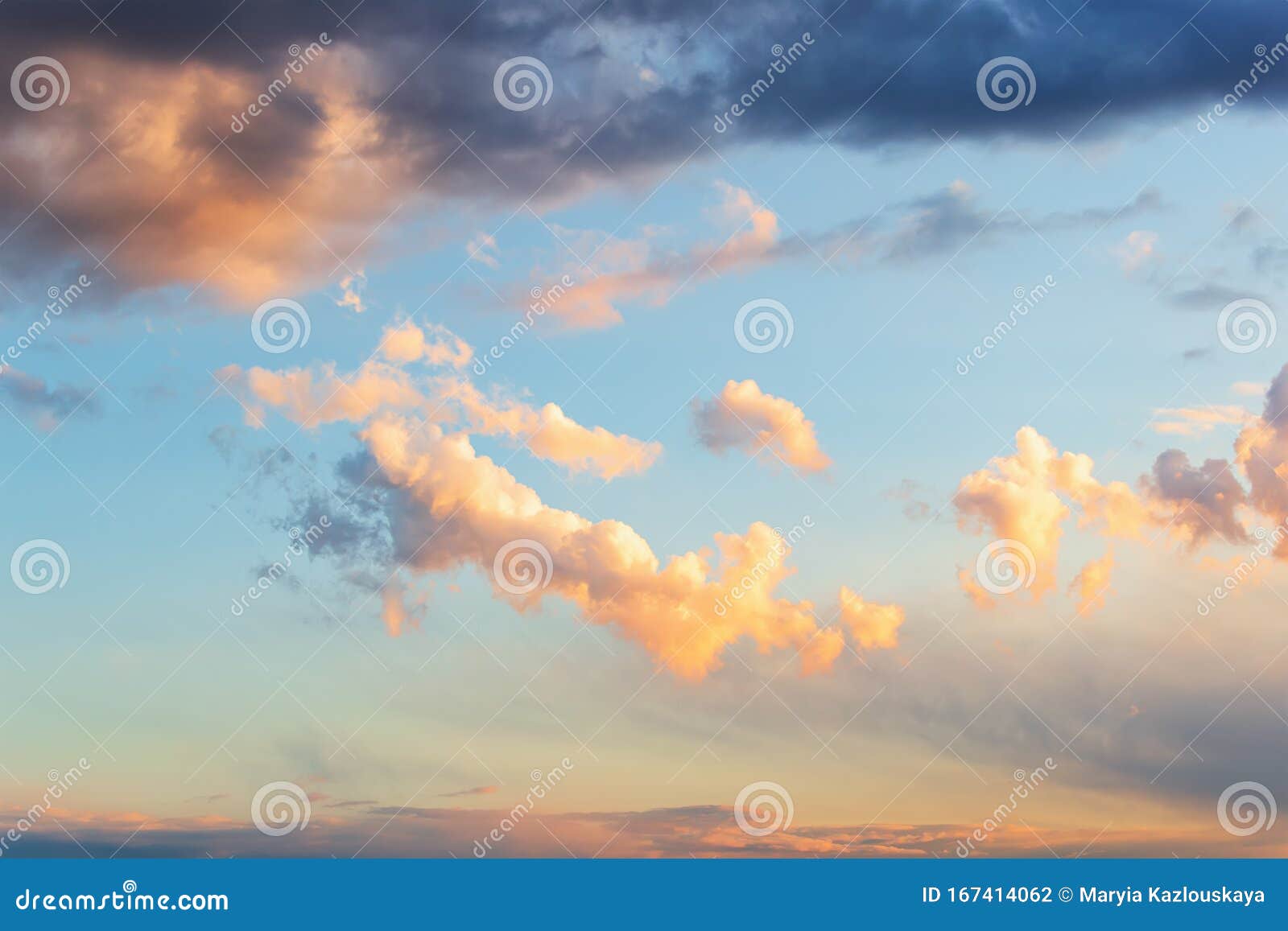 Beautiful Golden Cloud In A Blue Sky Just Before Sunset Scenic