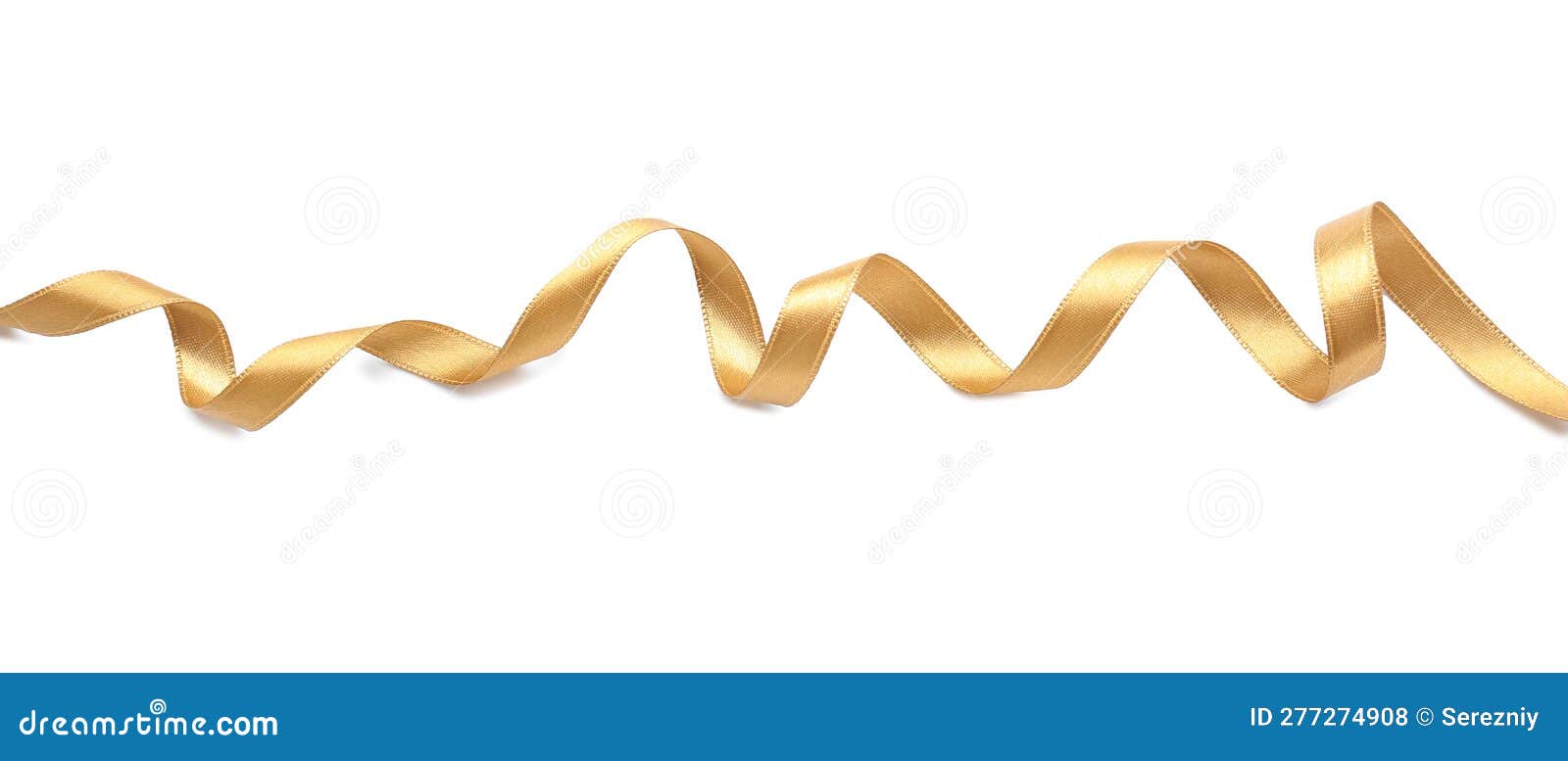 Beautiful Golden Ribbon on White Background Stock Photo - Image of