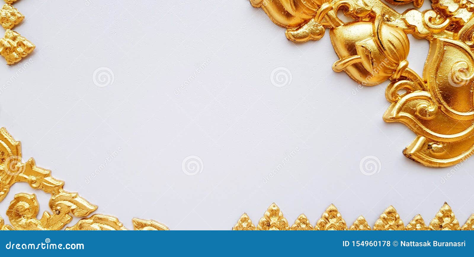 Beautiful Golden Thai Pattern Style on a White Wallpaper for Background  Stock Photo - Image of copy, buddhism: 154960178
