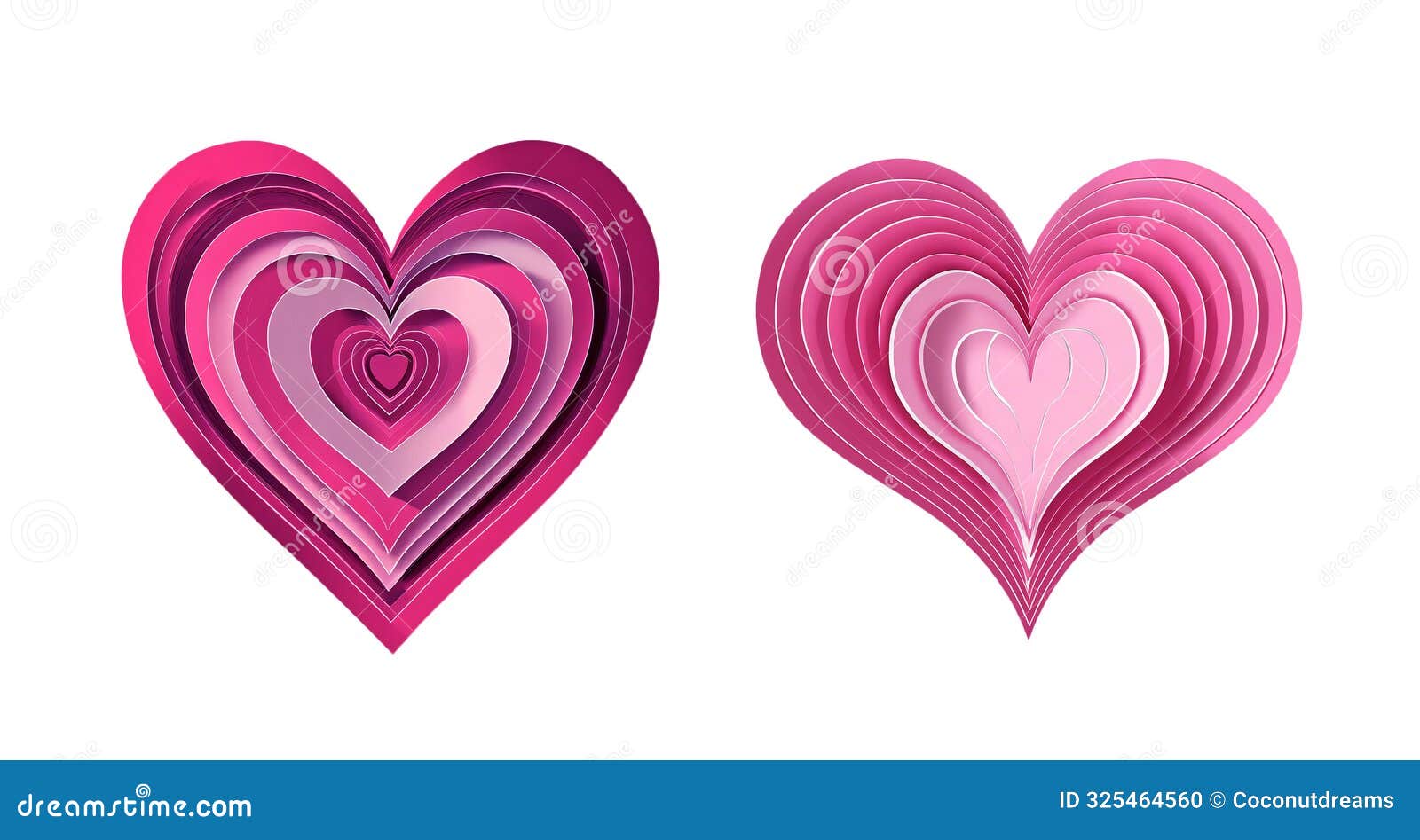 beautiful gradient pink 3d heart d icons of papercutting art on transparent background, png file