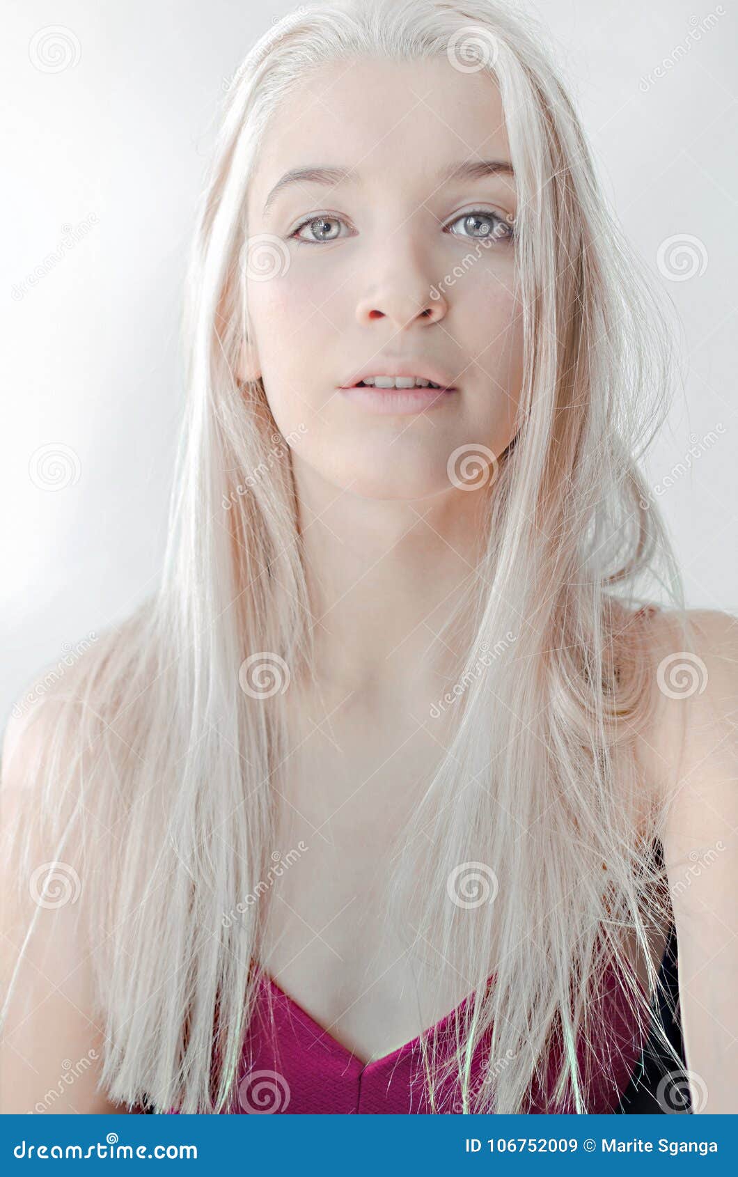 Beautiful Green Eyed Blonde Looking At Camera Stock Image Image Of